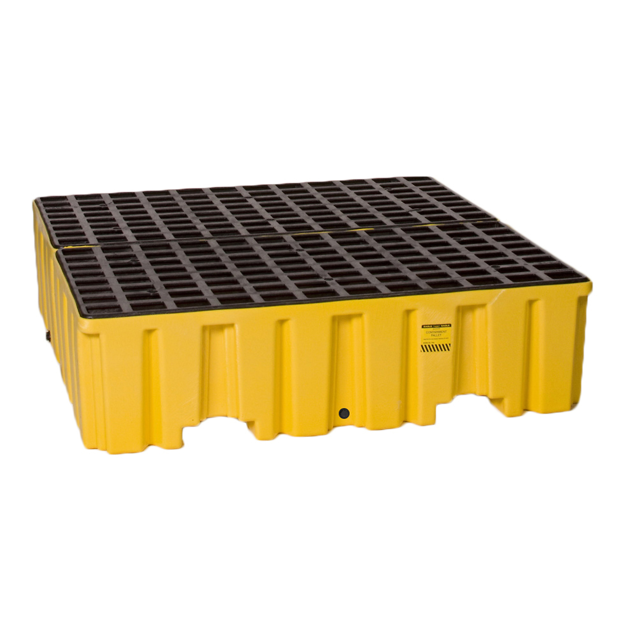 Eagle 4-Drum Plastic Pallet — Large Capacity, Yellow, Chemical-Resistant, UV Protected, Model# 1640