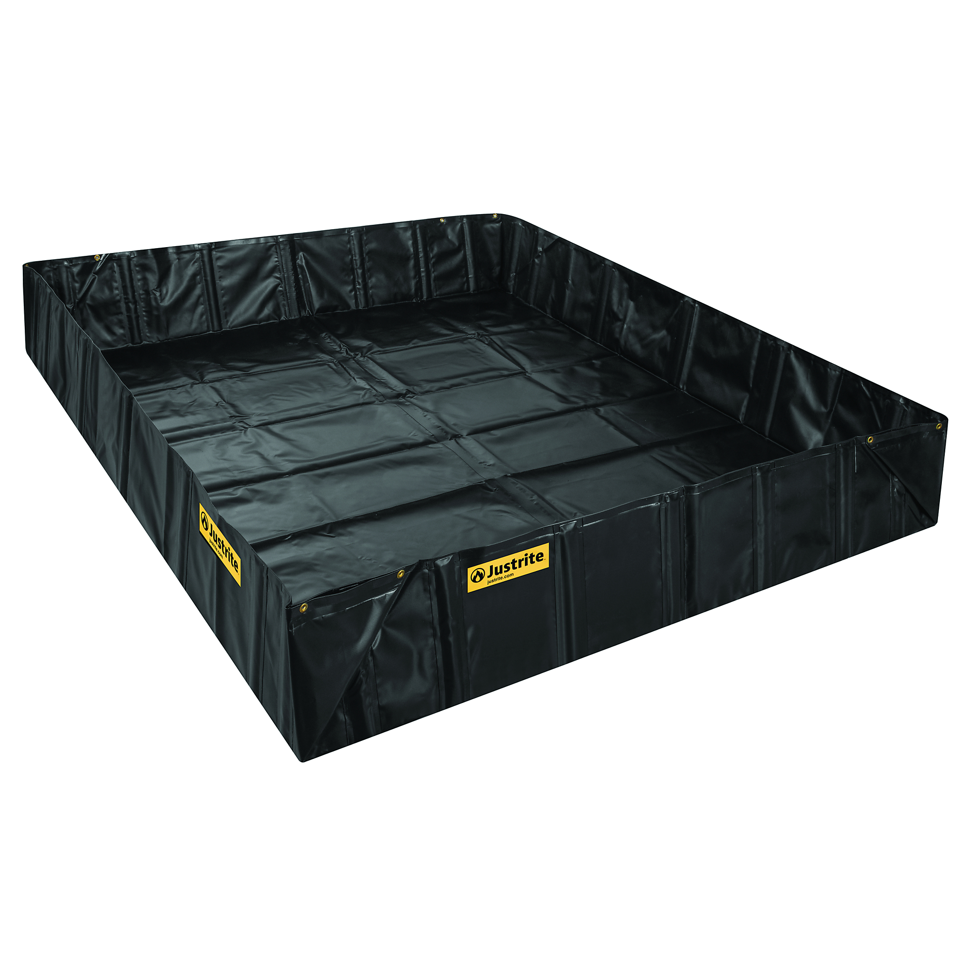 Justrite Spill Berm with Angle Brackets — 20ft. x 20ft. x 12in., 2992 Gallon Capacity, Black, Model# 28081