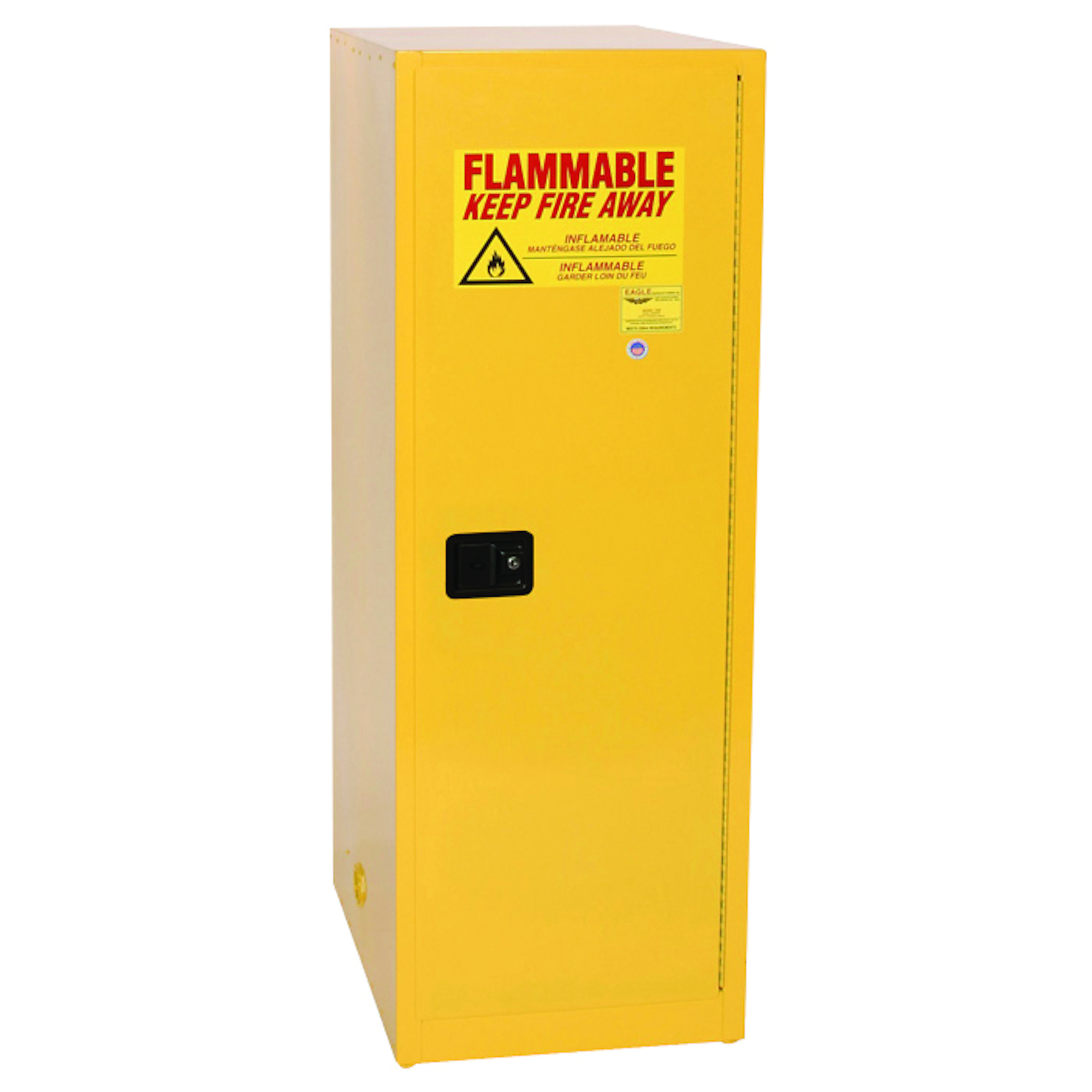 Eagle Fire Cabinet — 48-Gallon, 3 Shelves, 1 Door, Manual Close, Space Saver, Yellow, Model# 1946X