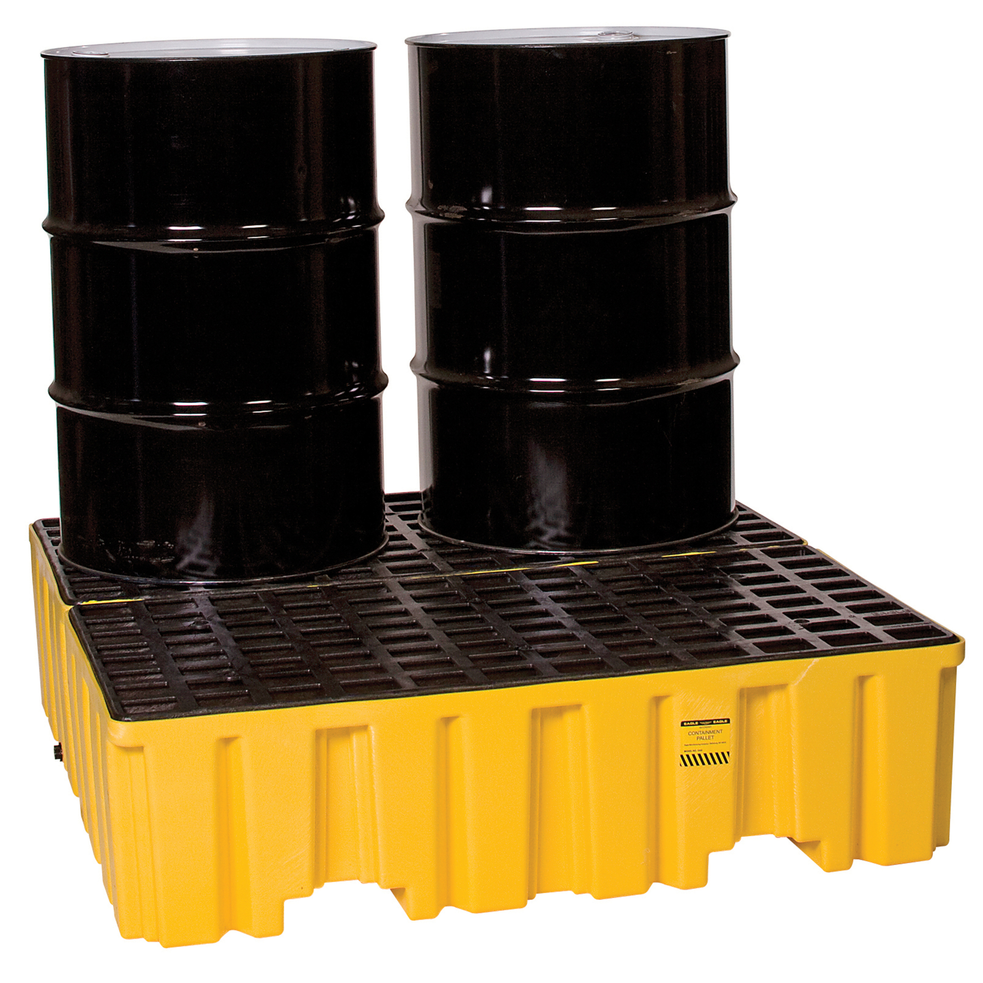 Eagle 4-Drum Plastic Pallet — Without Drain, Yellow, Chemical-Resistant, Model# 1640ND