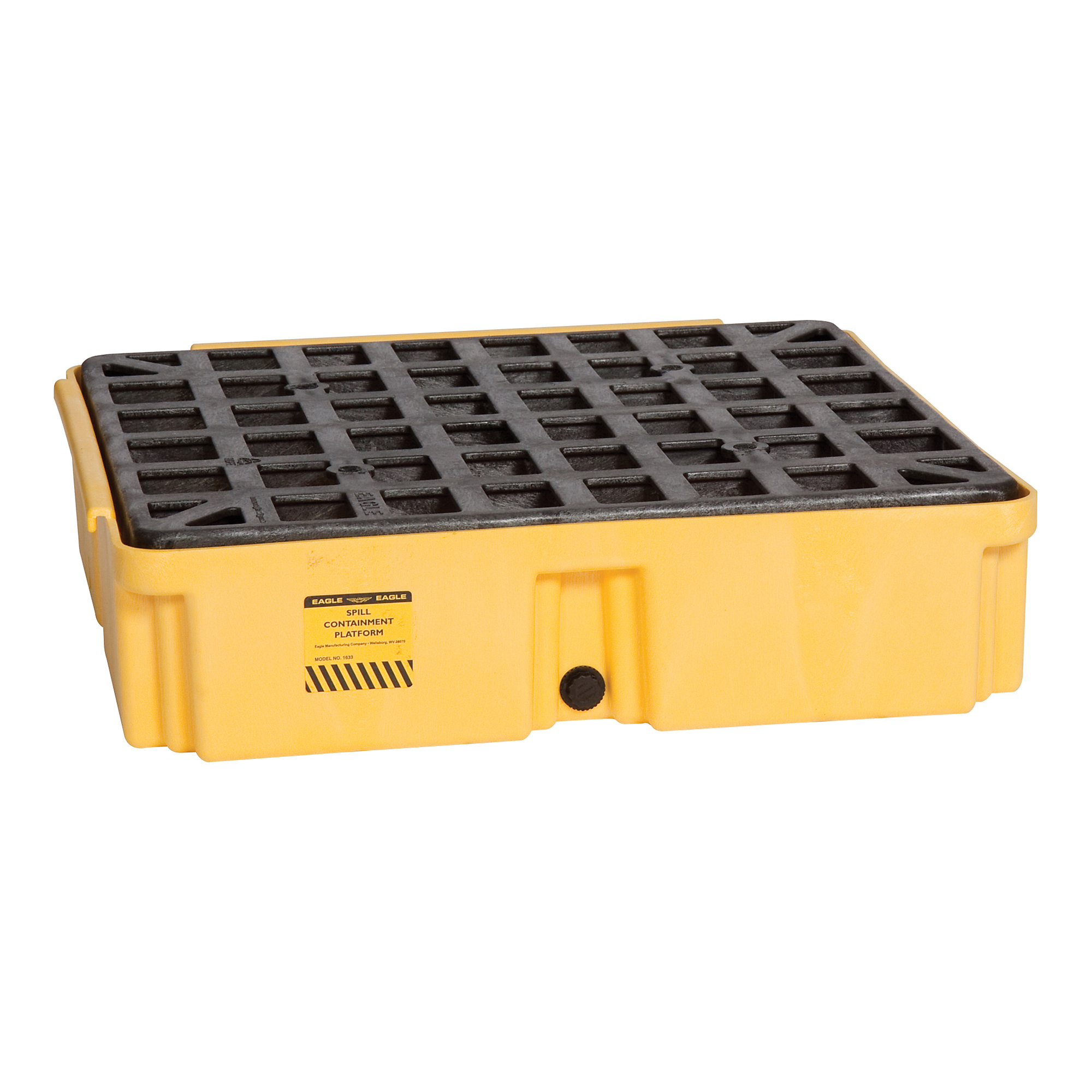Eagle Modular Spill Containment Platform with Drain — 15-Gallon Sump Capacity, High-Density Polyethylene, Yellow, Model# 1633D