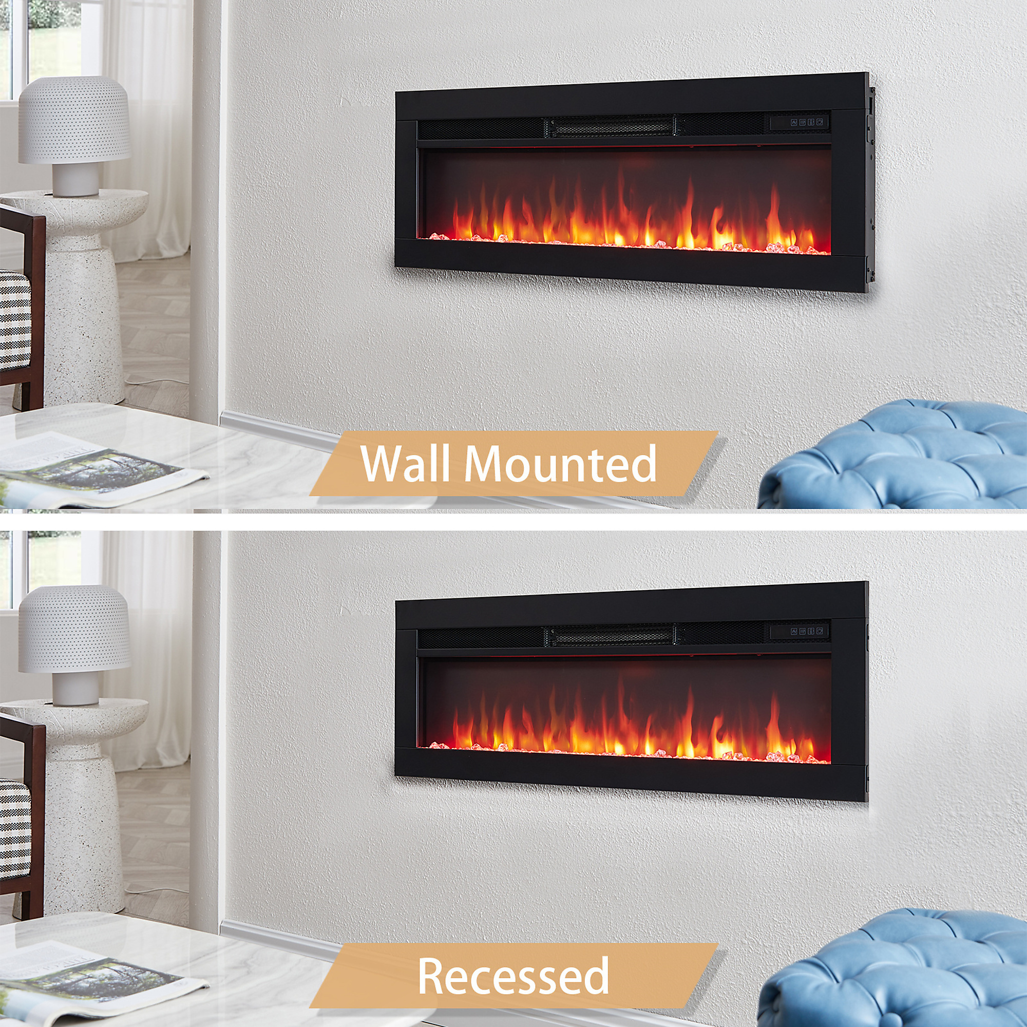 Edendirect Electric Fireplace — 36in., Freestanding or Wall Mounted, 9