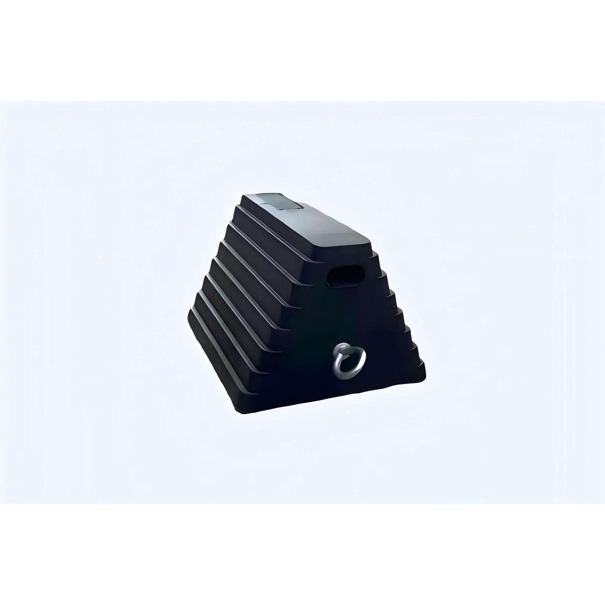4Dock Heavy-Duty Rubber Wheel Chocks — Trapezoid Design, 2-Pack, Rope and Removable Eyebolts, Model# WC002-DK