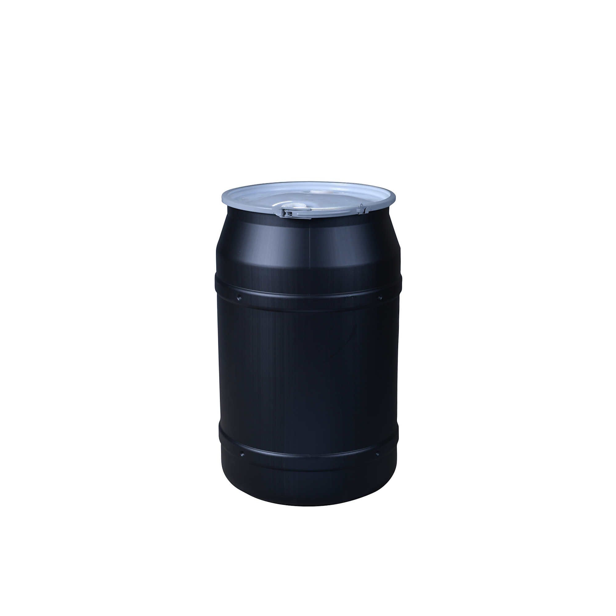 Eagle Lab Pack Plastic Barrel Drum — 55 Gallon, Metal Lever-Lock, 2 Bung Holes, Black, Model# 1656MBKBG2