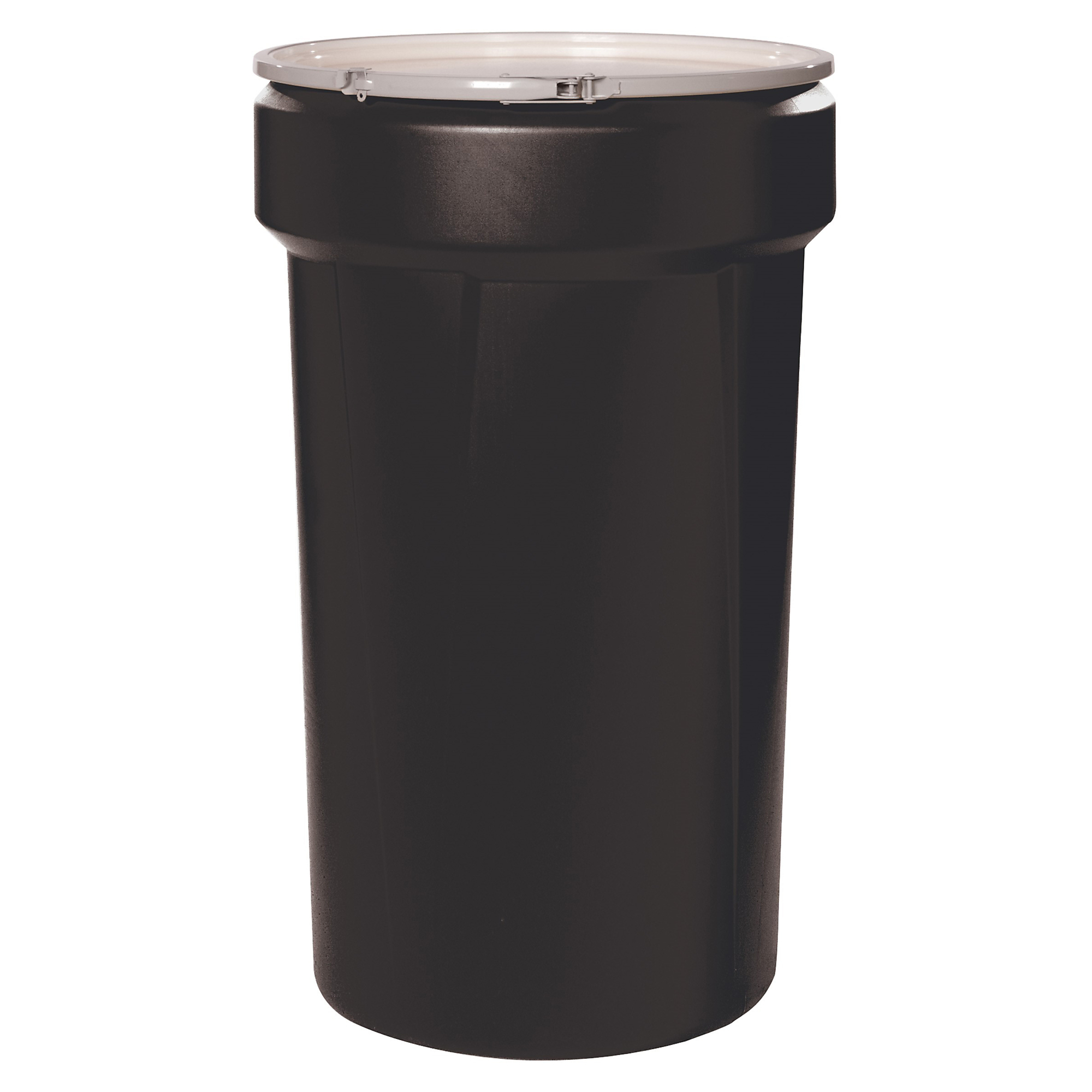 Eagle Lab Pack Open Head Plastic Barrel Drum — 55 Gallon, Black, Metal Lever Lock, 1x2in. & 1x3/4in. Bung Holes, Model# 1655MBLKBG