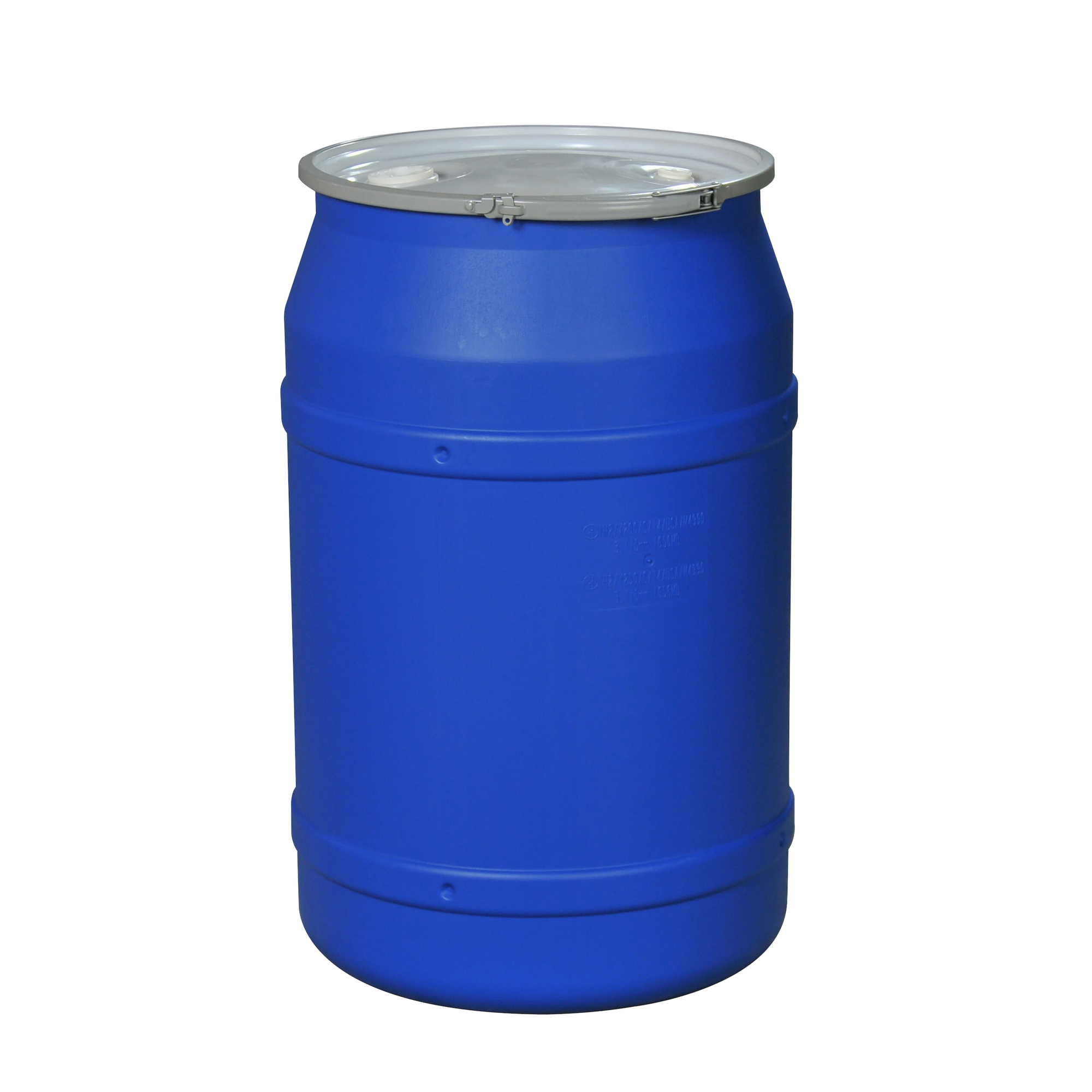 Eagle 55-Gallon Plastic Barrel Drum — Metal Lever-Lock, 1x2in. and 1x3/4in. Bung Holes, Blue, Model# 1656MBBG