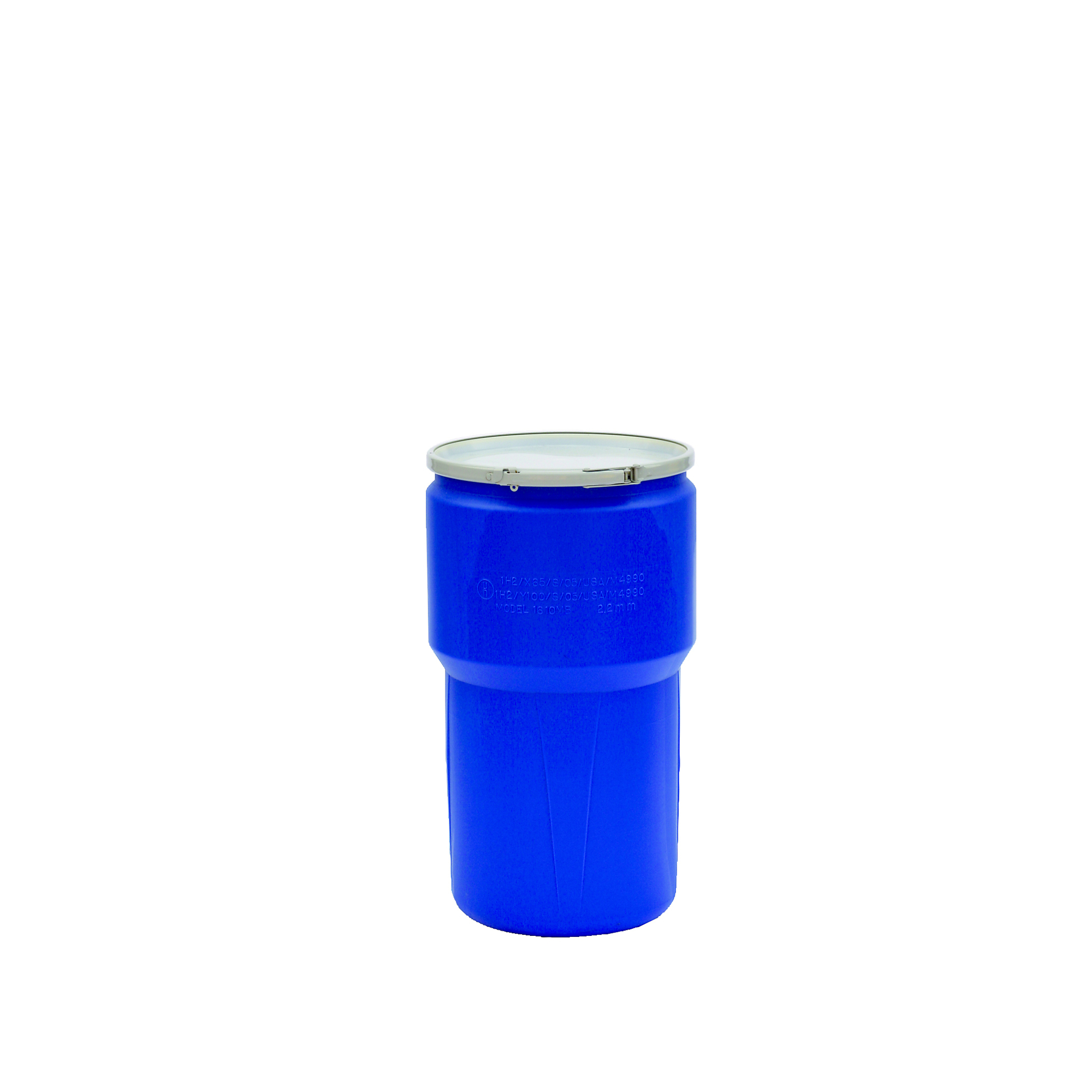 Eagle Open Head Plastic Barrel Drum — 14-Gallon, Metal Lever-Lock, HDPE, Blue, Model# 1610MB