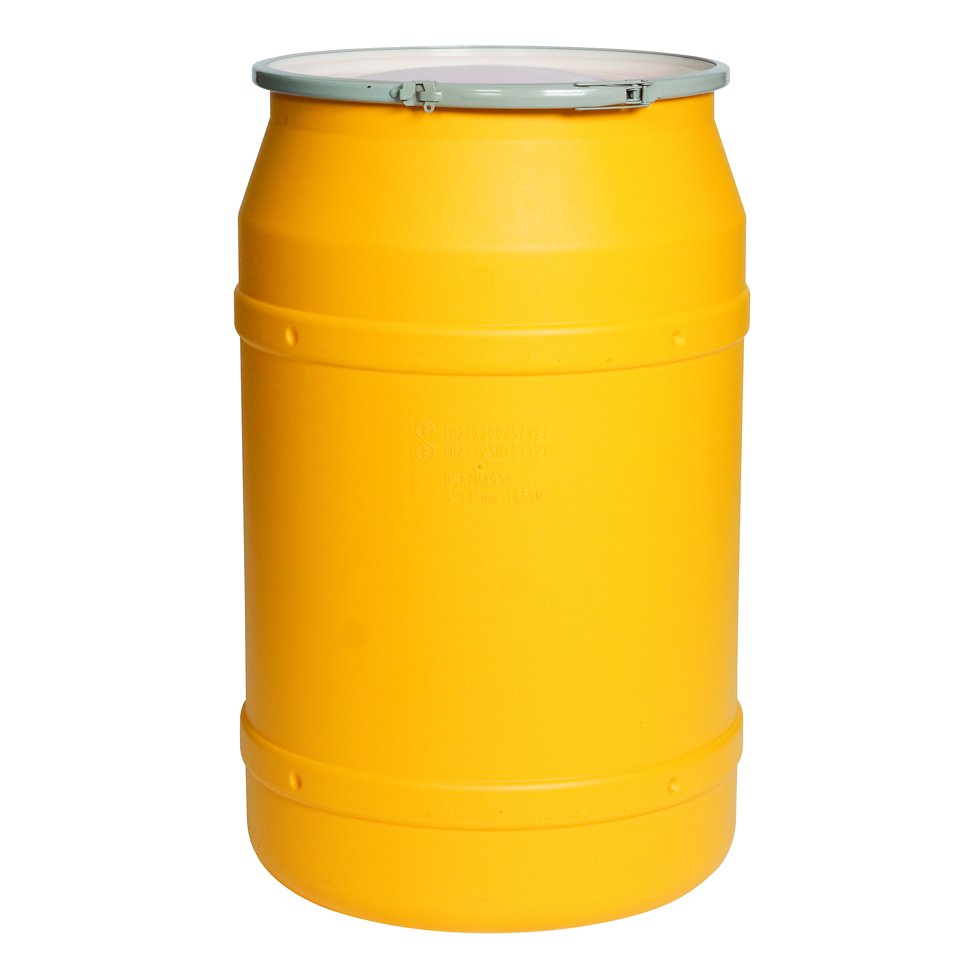 Eagle Lab Pack Salvage Plastic Drum Barrel — 55 Gallon, Metal Lever-Lock, Yellow, Model# 1656M
