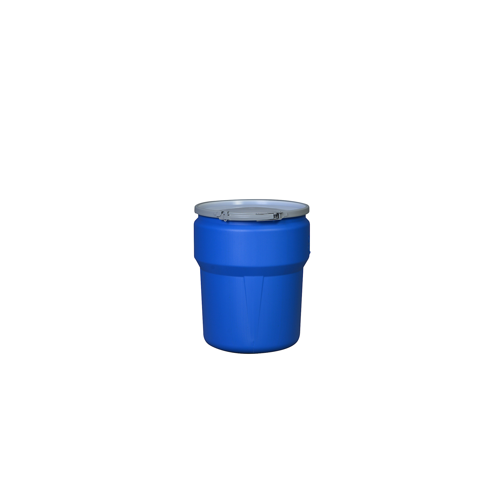 Eagle Lab Pack Open Head Plastic Barrel Drum — 14 Gallon, Metal Lever-Lock, 1x2 in. & 1x3/4 in. Bung Holes, Blue, Model# 1610MBBG1