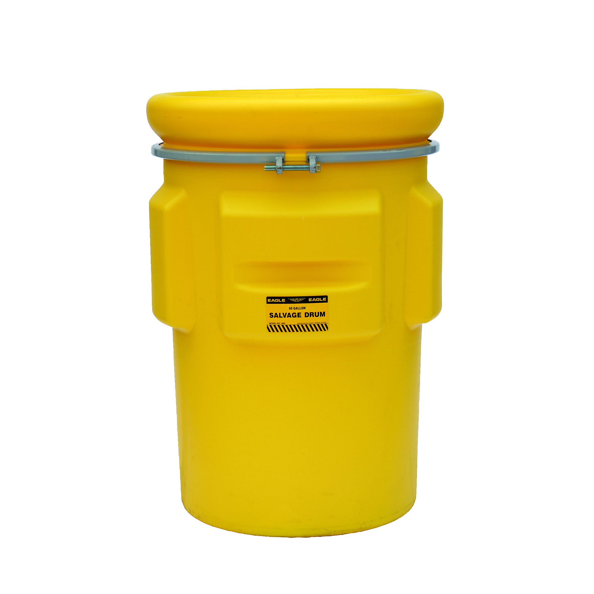 Eagle Salvage Plastic Drum — 95 Gallon, Yellow, Metal Bolt Ring, HDPE, Weather and Chemical Resistant, Model# 1695