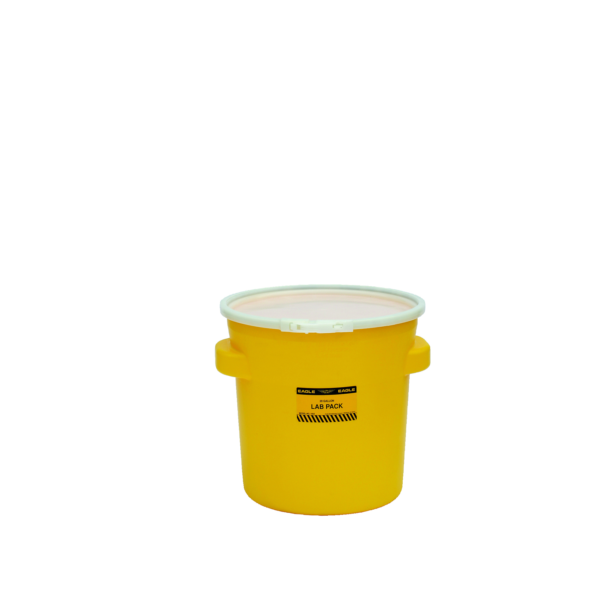 Eagle Plastic Lab Pack Barrel Drum — 20 Gallon, Lever-Lock, HDPE, Yellow, Model# 1652