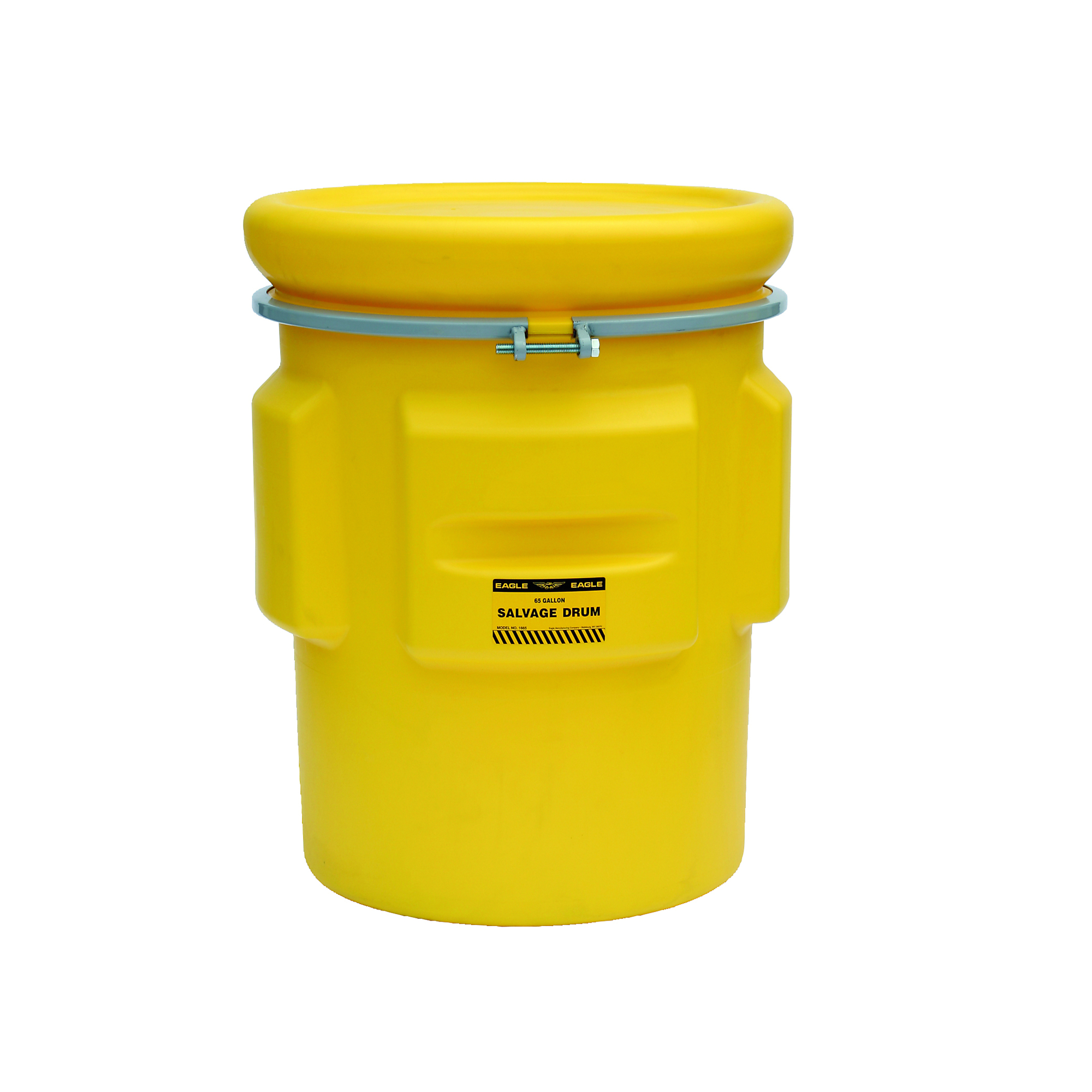 Eagle Salvage Plastic Drum Barrel — 65-Gallon, Metal Bolt Ring, Yellow, Model# 1665