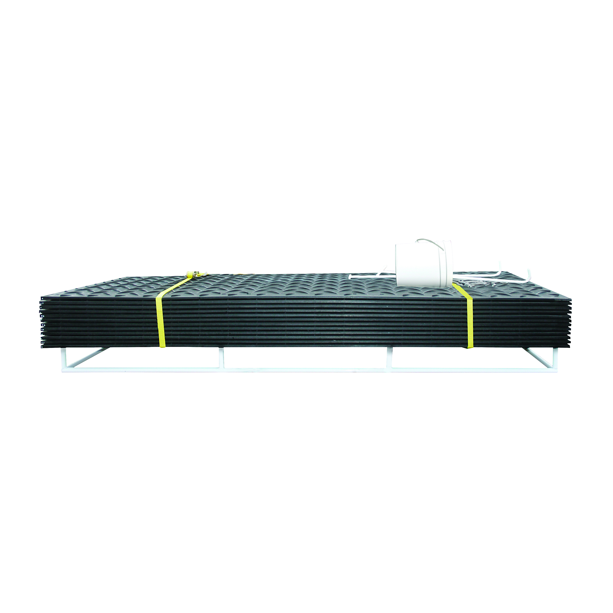 Checkers AlturnaMAT Ground Protection MatPak — 4ft. x 8ft., 120-Ton Capacity, Diamond Plate Tread, Black, 12 Mats with Hand Holes, Model# AMCP4HH8