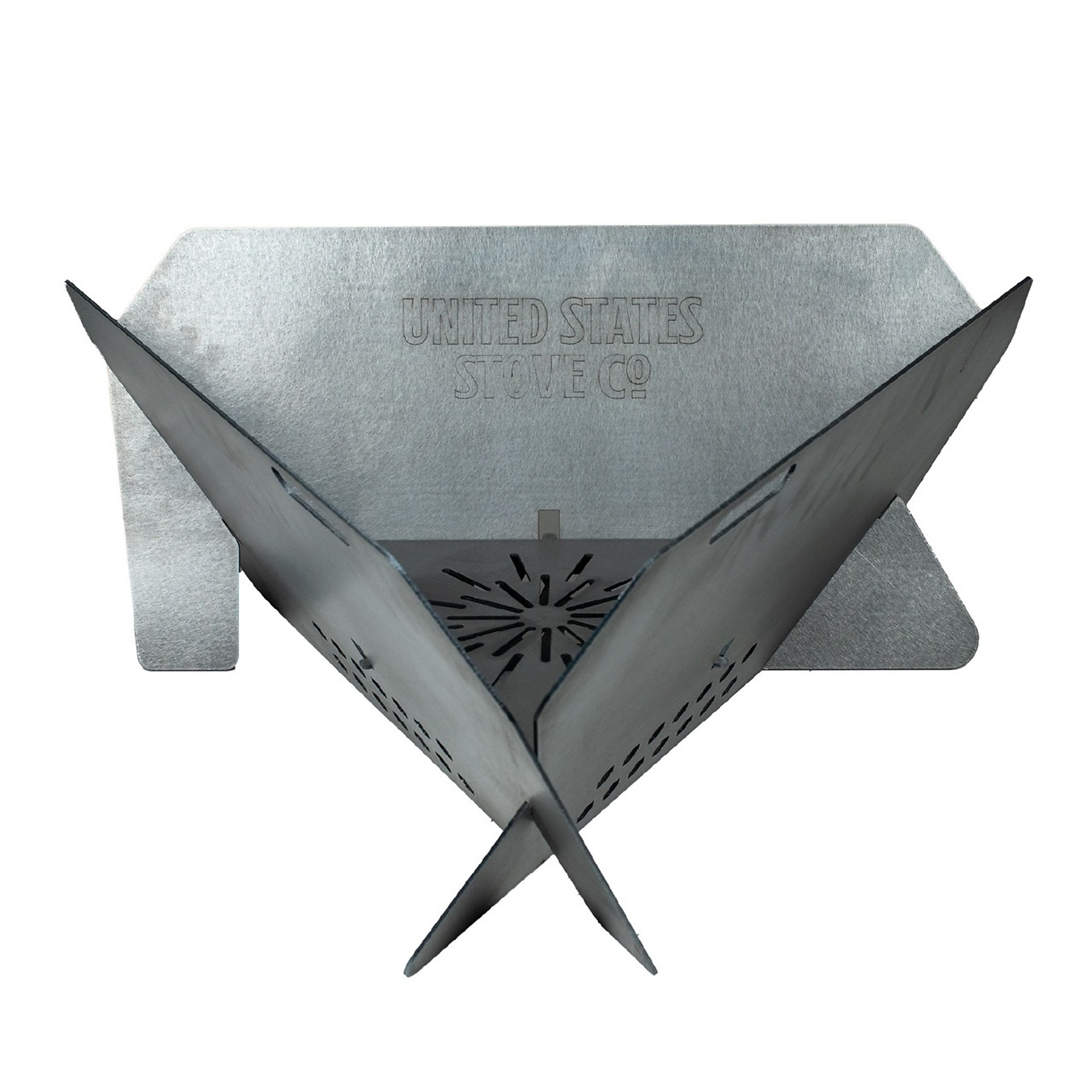 US Stove Triangular Fire Pit — 10in. x 21in. x 23in., 12-Ga. Steel, Collapsible, 28 lbs., Model# US23TP