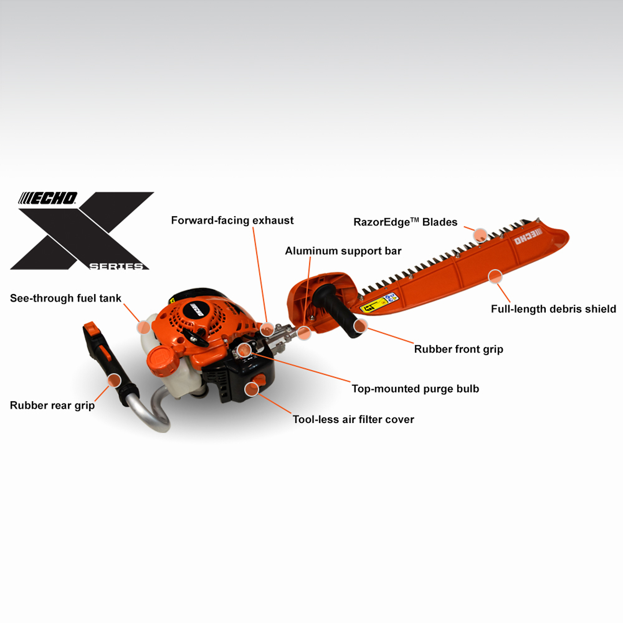 ECHO X Series, Gas-Powered Single-Sided Hedge Trimmer With Debris