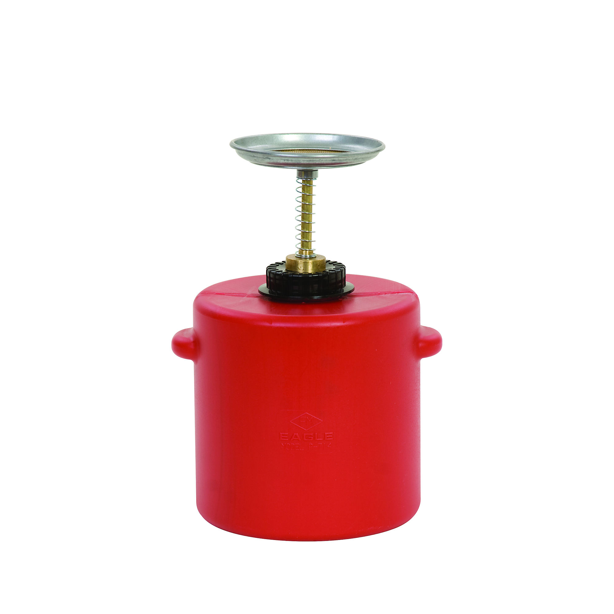 Eagle Plastic Plunger Dispensing Can — 4 Quart, HDPE, Brass Flame Arrestor, Red, Model# P714