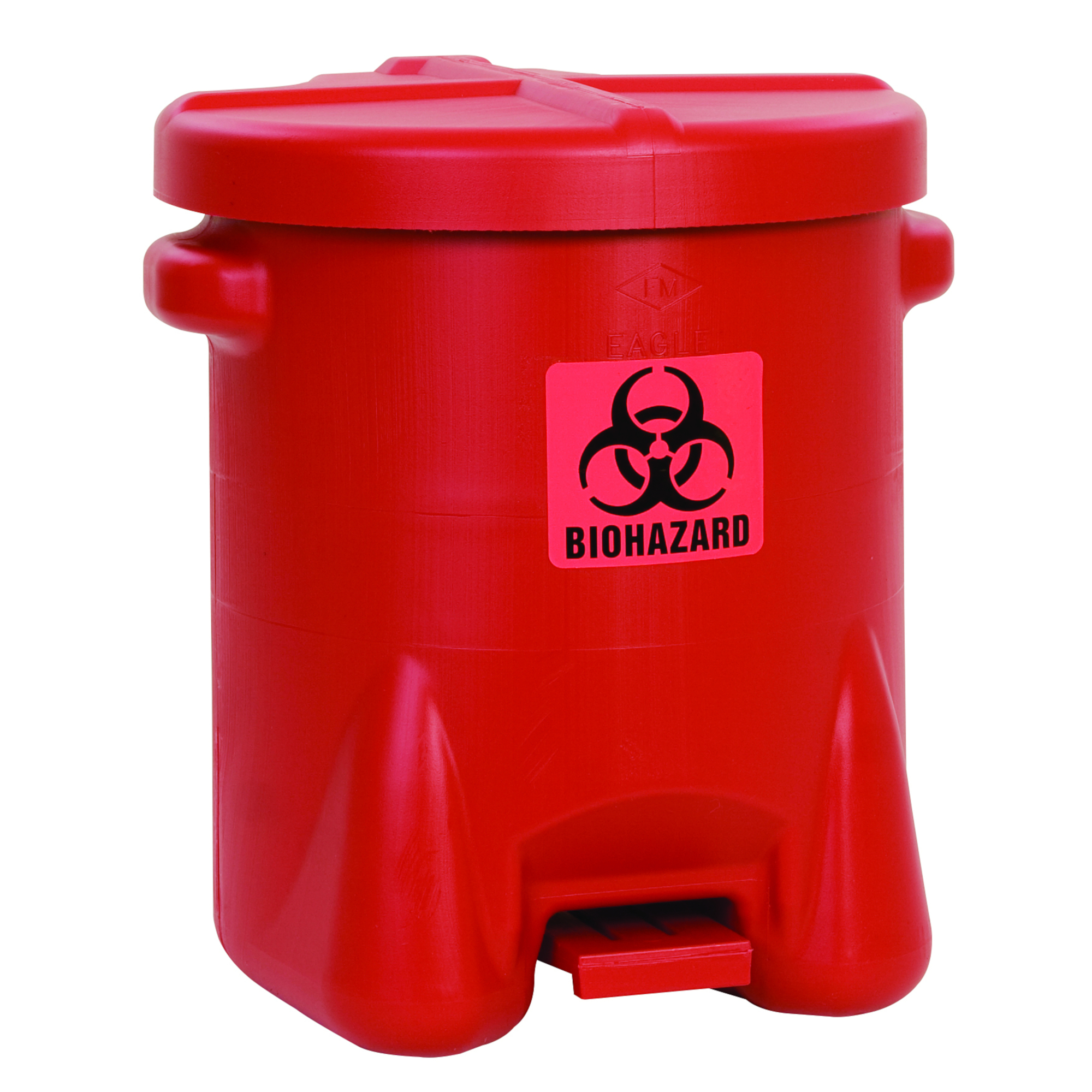 Eagle Biohazardous Waste Can — 14 Gallon, Plastic, Foot-Operated, Red, Model# 947BIO