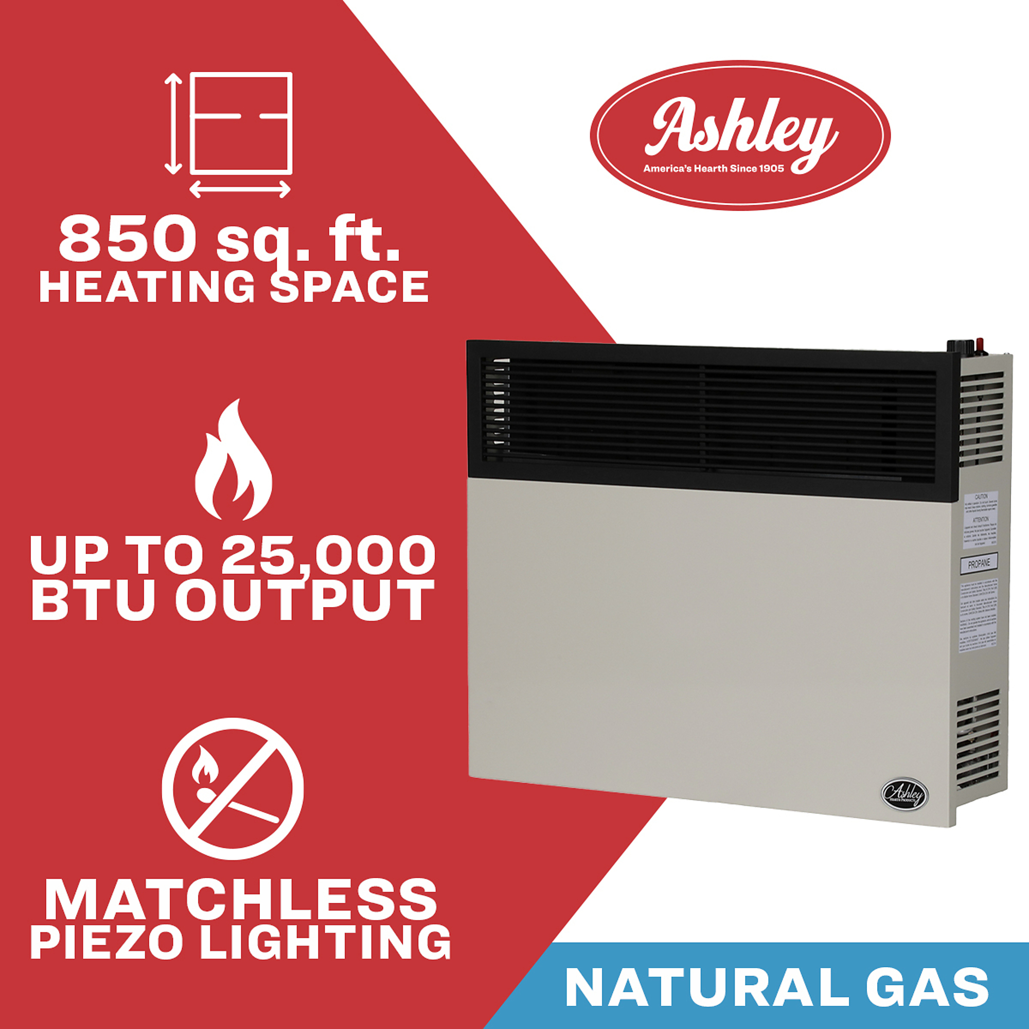 Ashley Hearth Direct Vent Heater — 25,000 BTU, Natural Gas, Model# DVAG30N