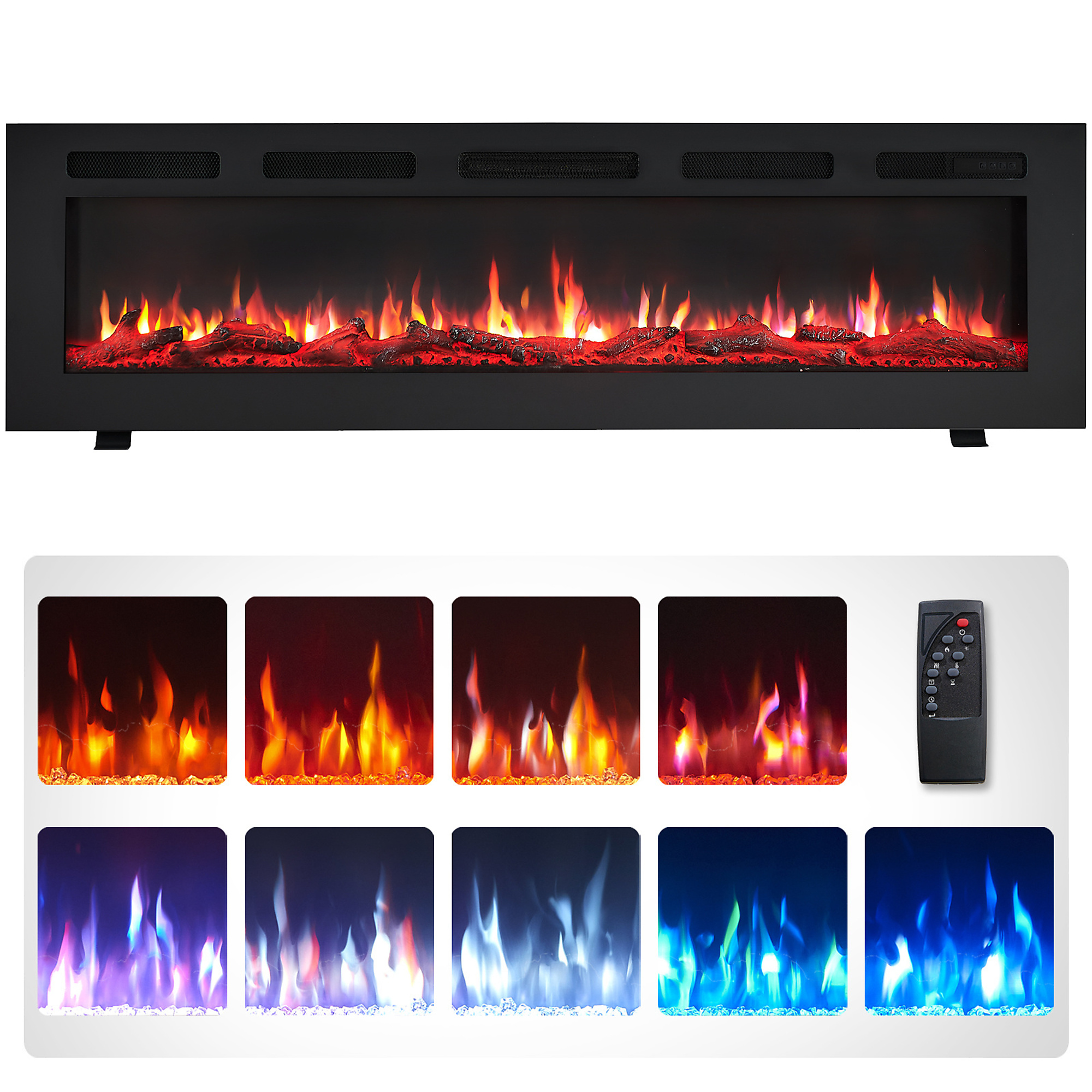 EdenDirect Freestanding and Wall Mounted Electric Fireplace — 60in., Remote Control, Model# NTEEF452B