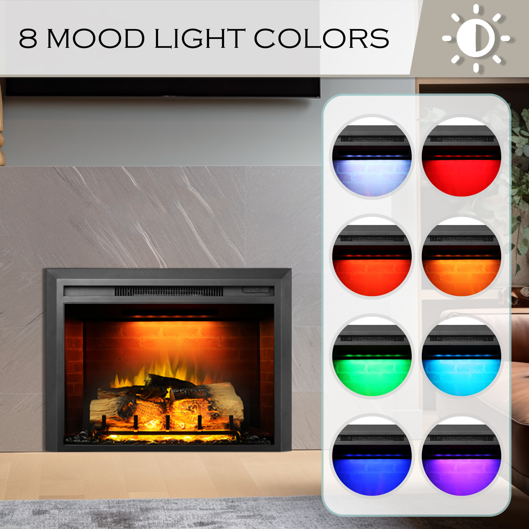 30 in. Electric Fireplace Insert, Remote Control, Adjustable Flame ...