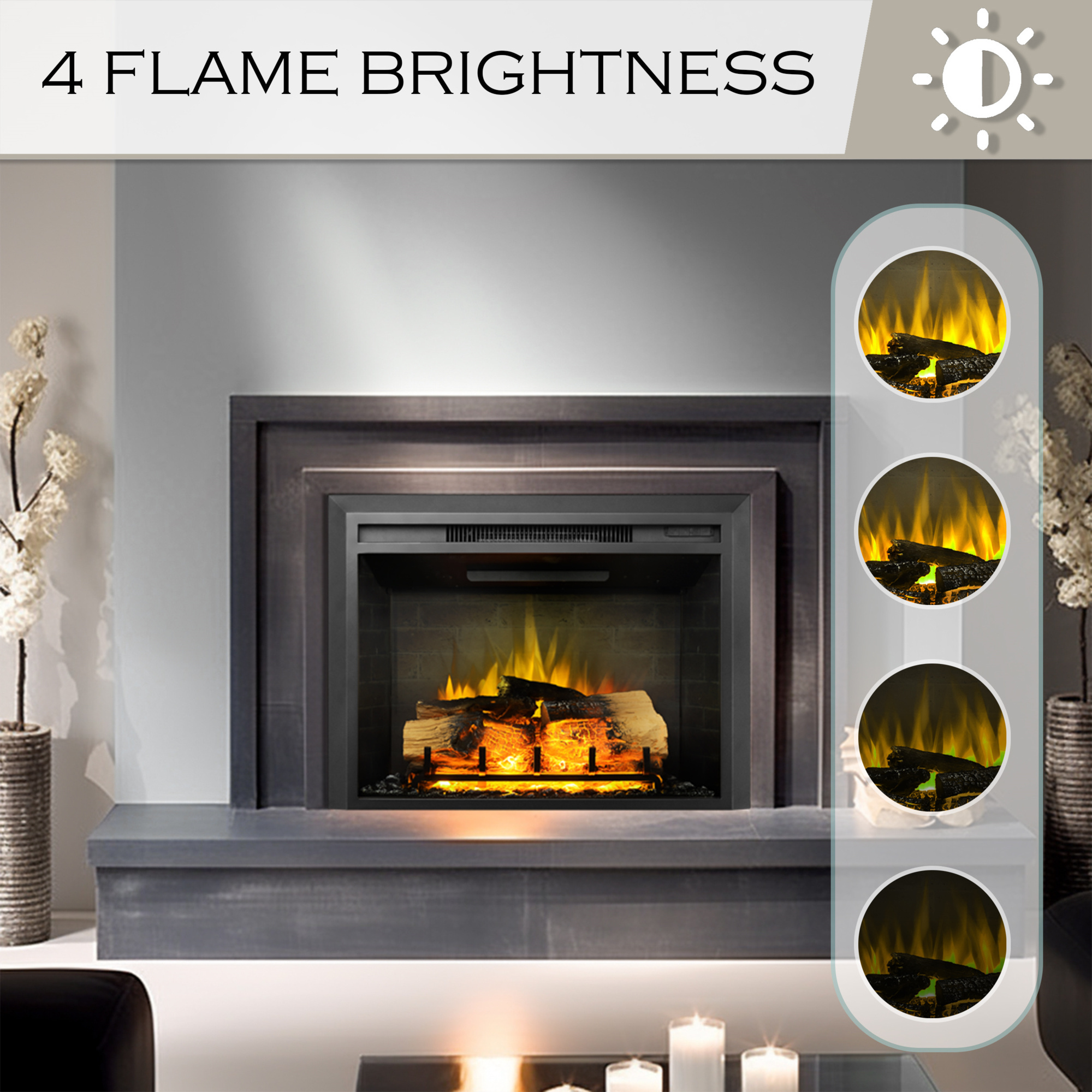 30 in. Electric Fireplace Insert, Remote Control, Adjustable Flame ...