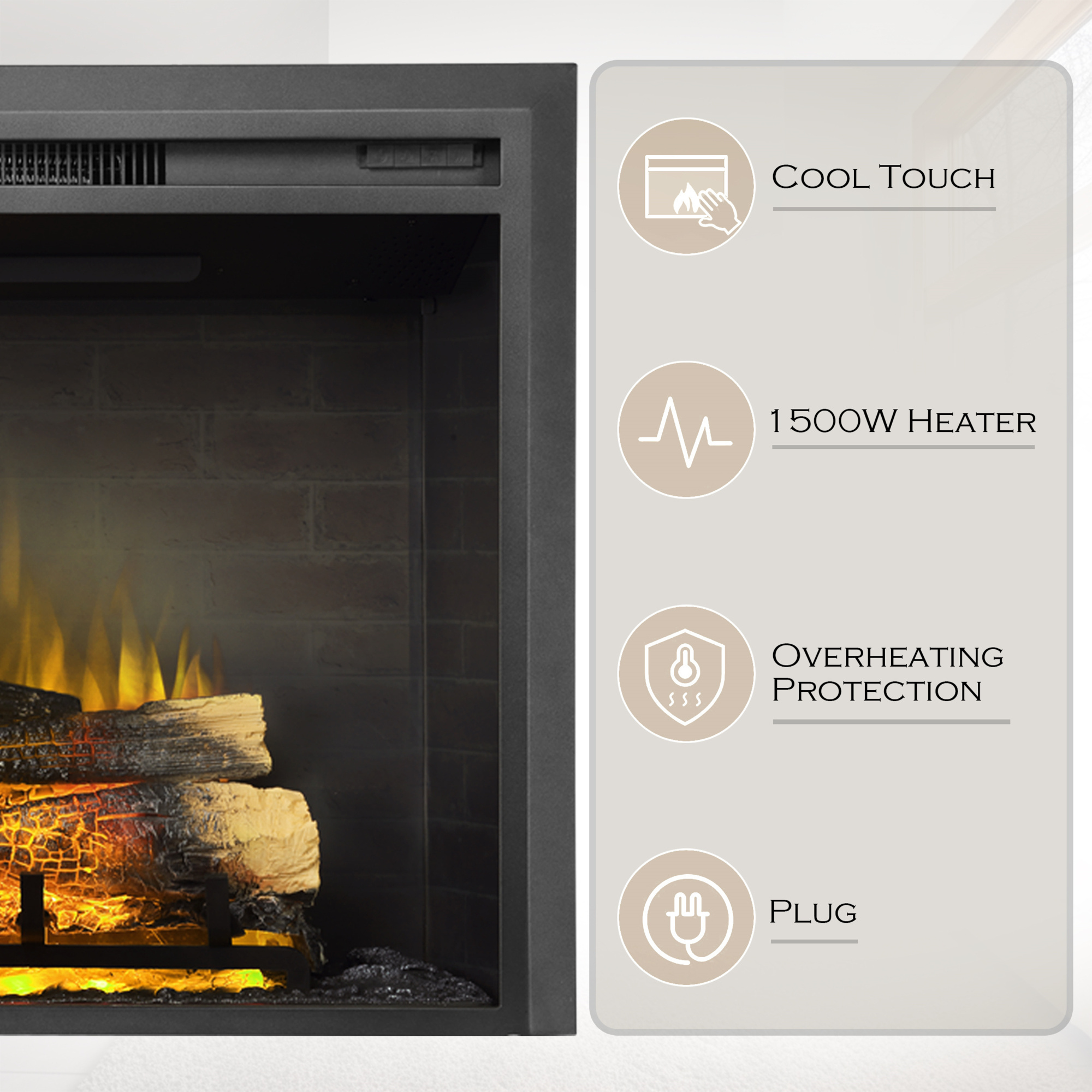 EdenDirect 34 in. Electric Fireplace Insert, Remote Control, Adjustable ...