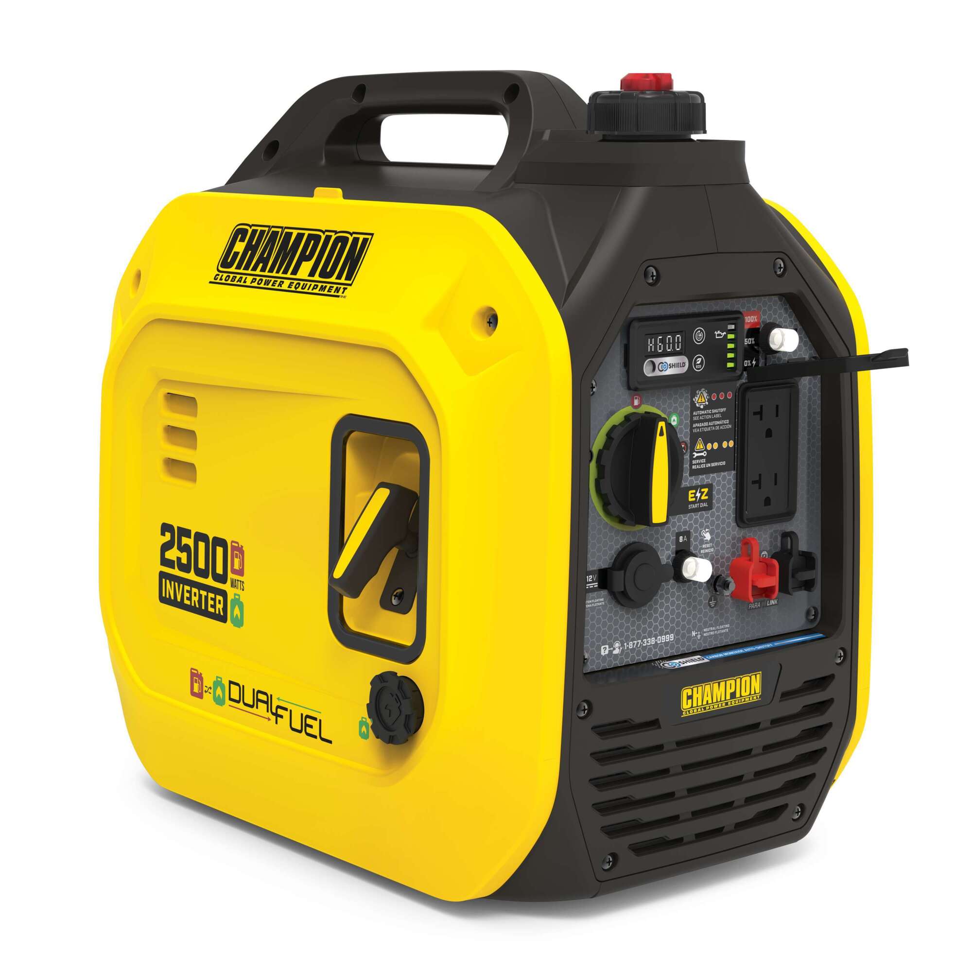 Champion Power Equipment Dual Fuel Inverter Generator — 2500 Watts, Portable, Quiet Technology, CO Shield, Model# 201323