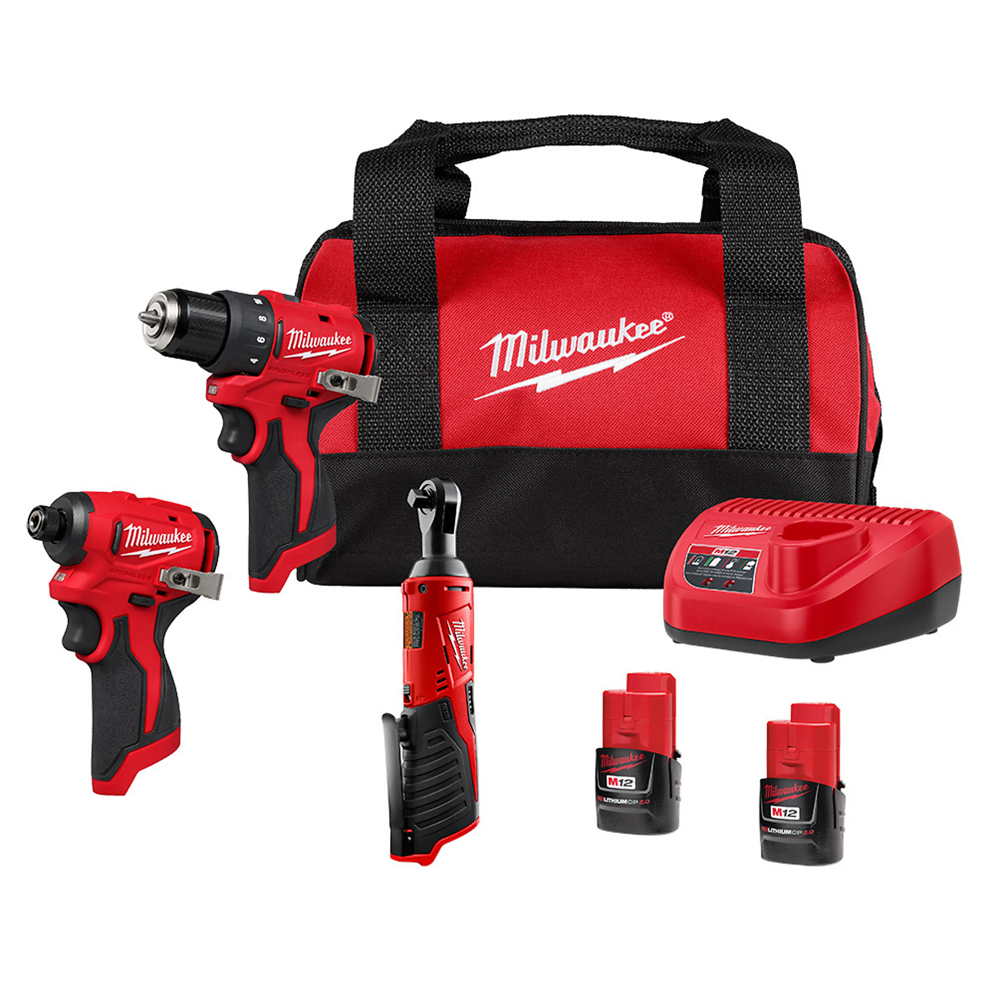 Milwaukee M12 Subcompact Combo Kit, Drill, Impact Driver, 2 Batteries, Charger, Model# 3494-23R