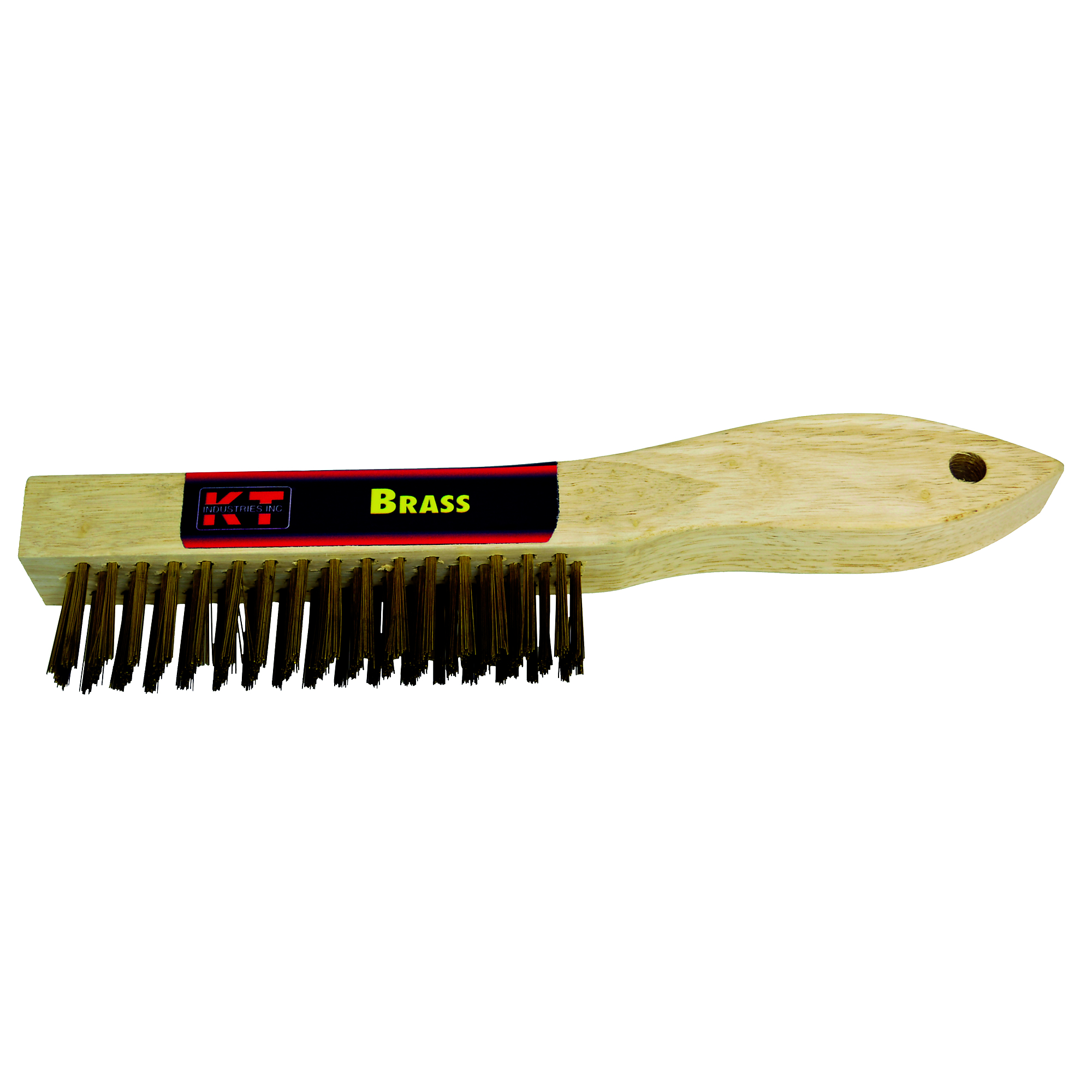 K-T Industries Shoe Handle Brush — 5 1/4in. Brass Bristles, 10in. Overall Length, Model# 5-2216