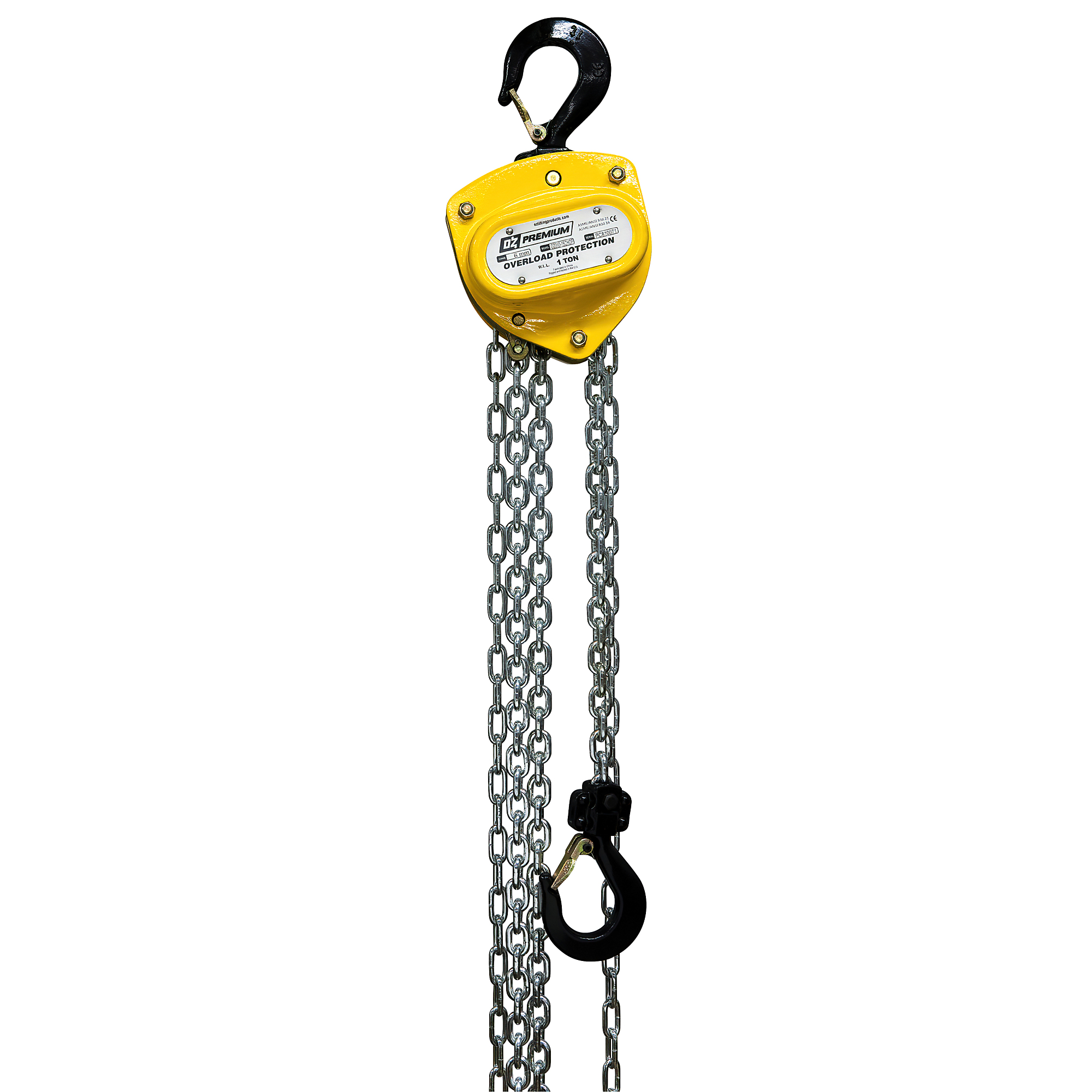 OZ Lifting Products, Premium Manual Chain Hoist, 1 Ton 50 ft lift with overload protection, Model # OZ010-50CHOP