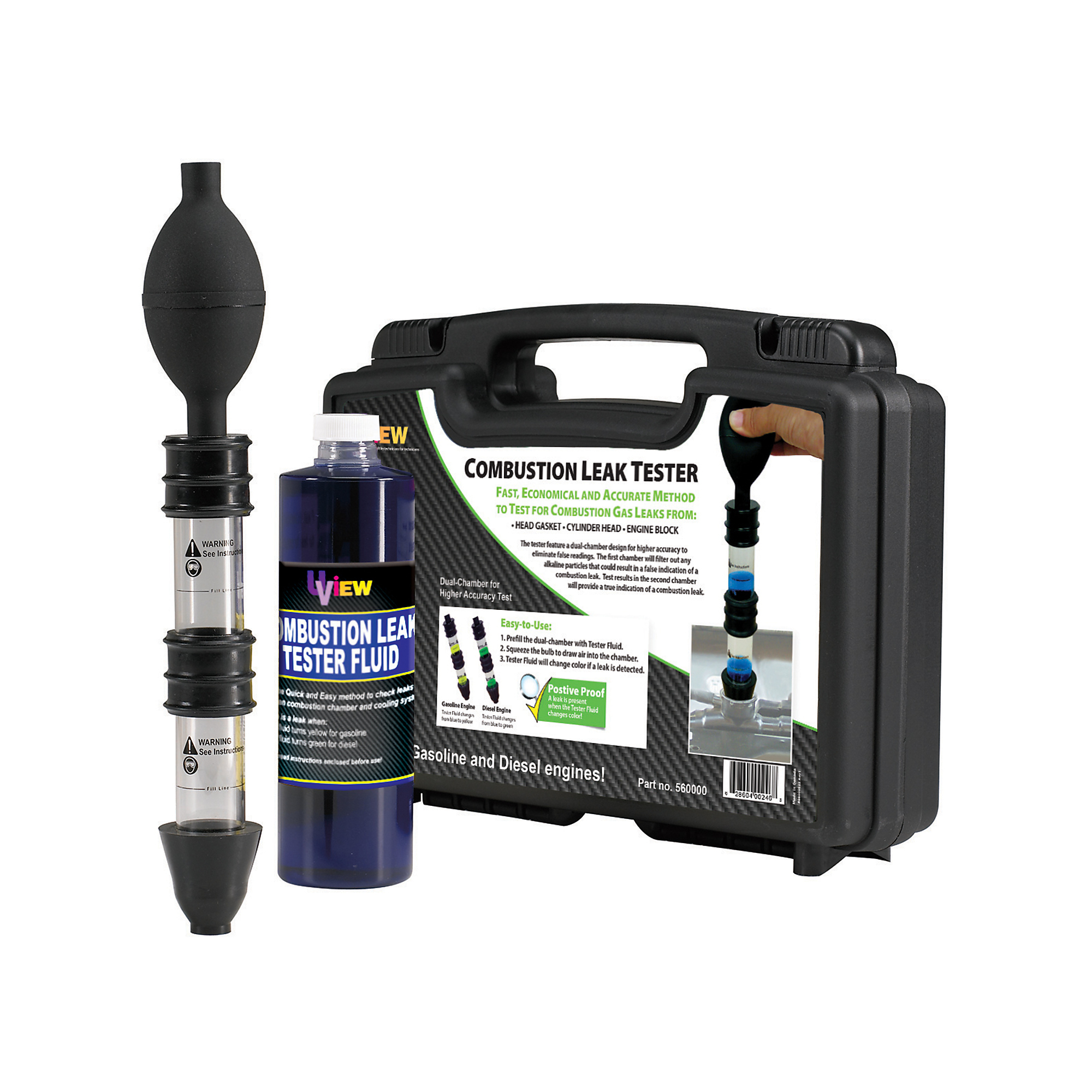 UView Combustion Leak Tester Kit — Dual-Chamber, Gasoline and Diesel Engines, 16 Oz. Fluid, Model# 560000