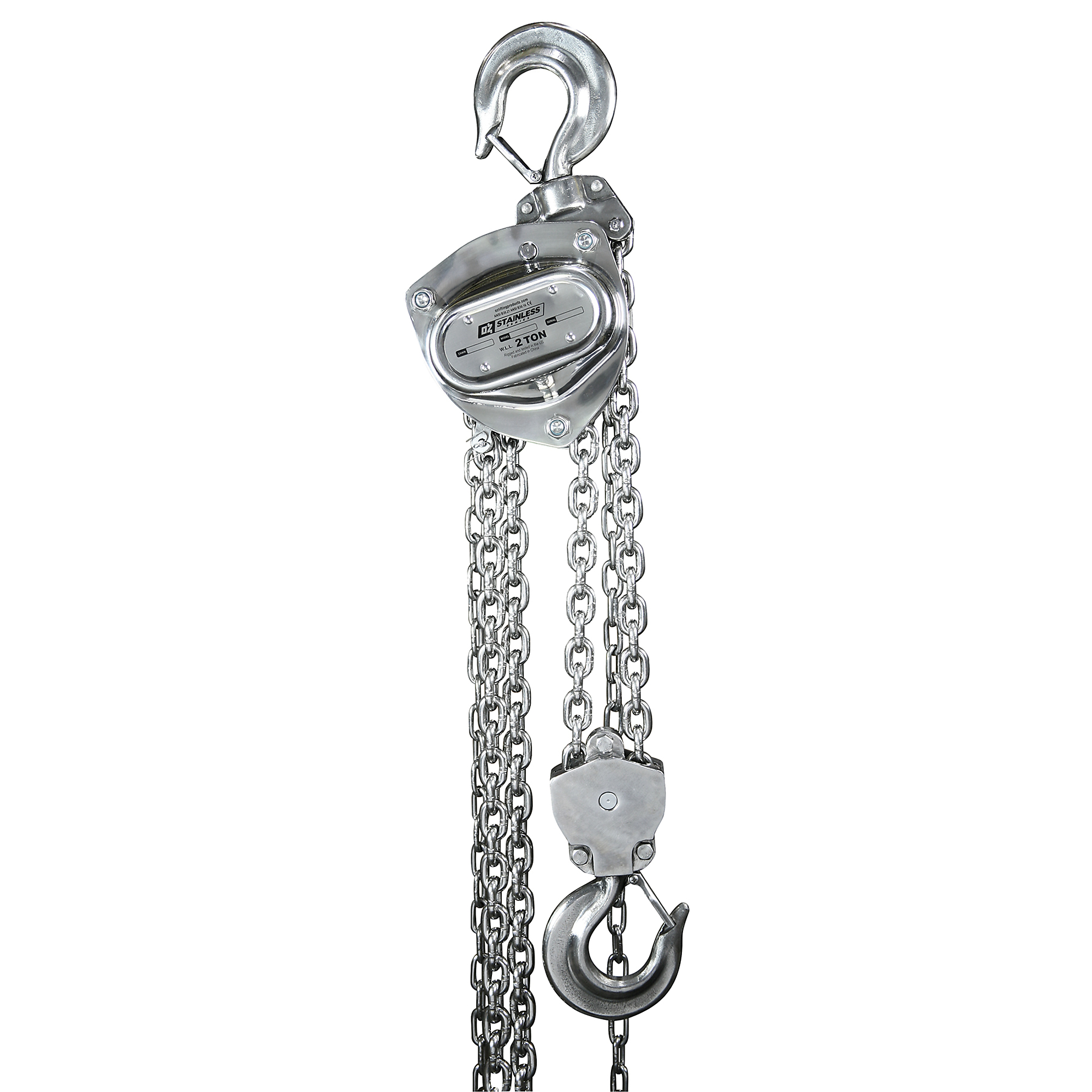 OZ Lifting Products, Stainless Steel Manual Chain Hoist, 2 Ton 15 ft lift, Model # OZSS020-15CH
