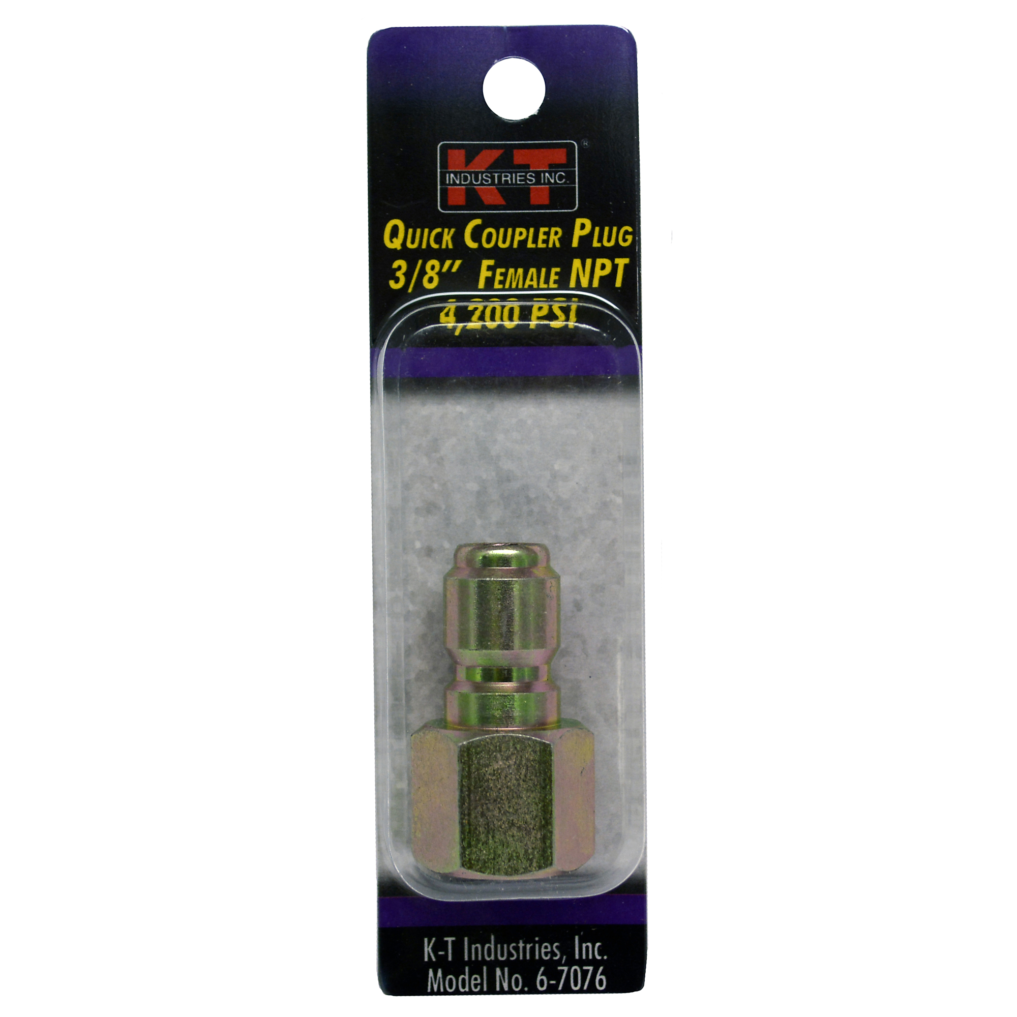 K-T Industries Quick Coupler Plug — 3/8in. Female NPT, Plated Steel, 4200 PSI, Model# 6-7076