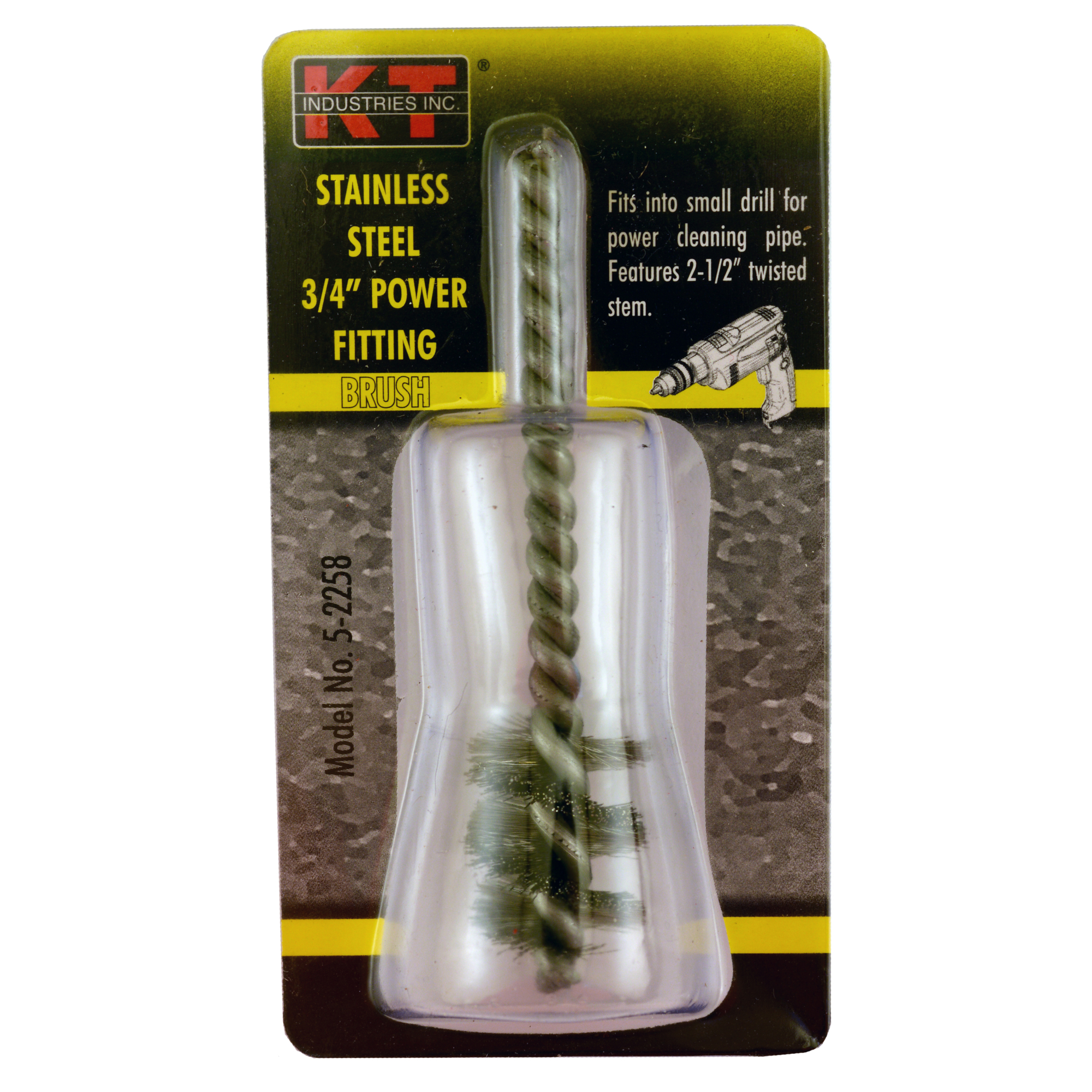 K-T Industries Stainless Steel Power Tube Brush — 3/4in., 2.5in. Twisted Stem, Model# 5-2258