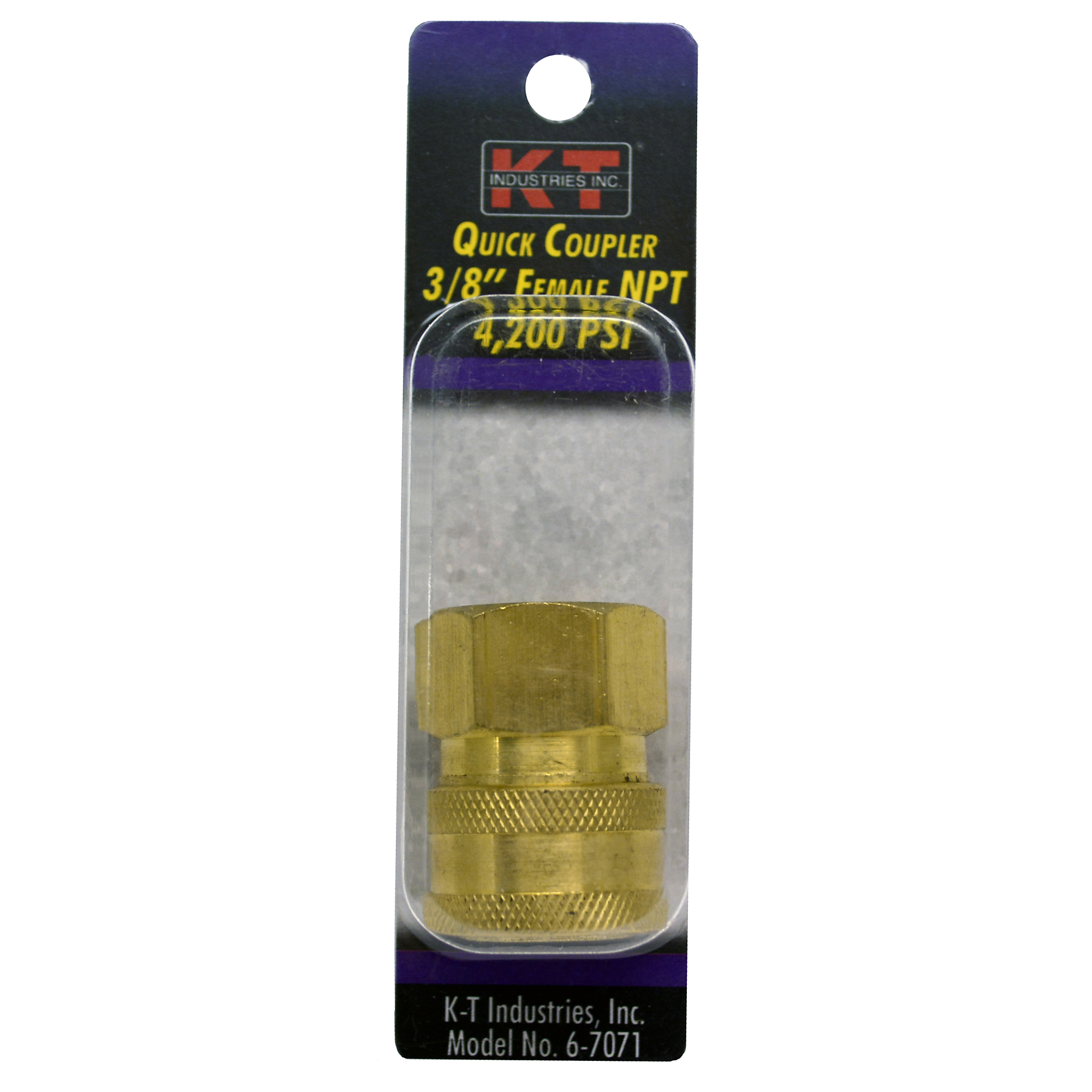 K-T Industries Quick Coupler — 3/8in. F NPT, 4200 PSI, Brass, Model# 6-7071