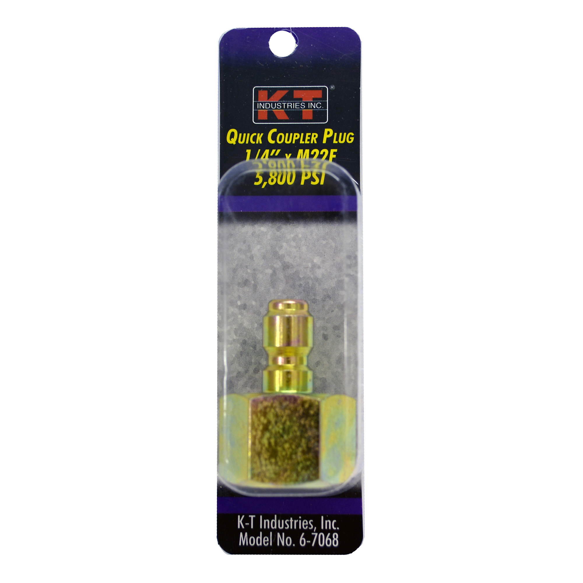 K-T Industries Quick Coupler Plug — 1/4in. x M22F, 5800 PSI, Model# 6-7068