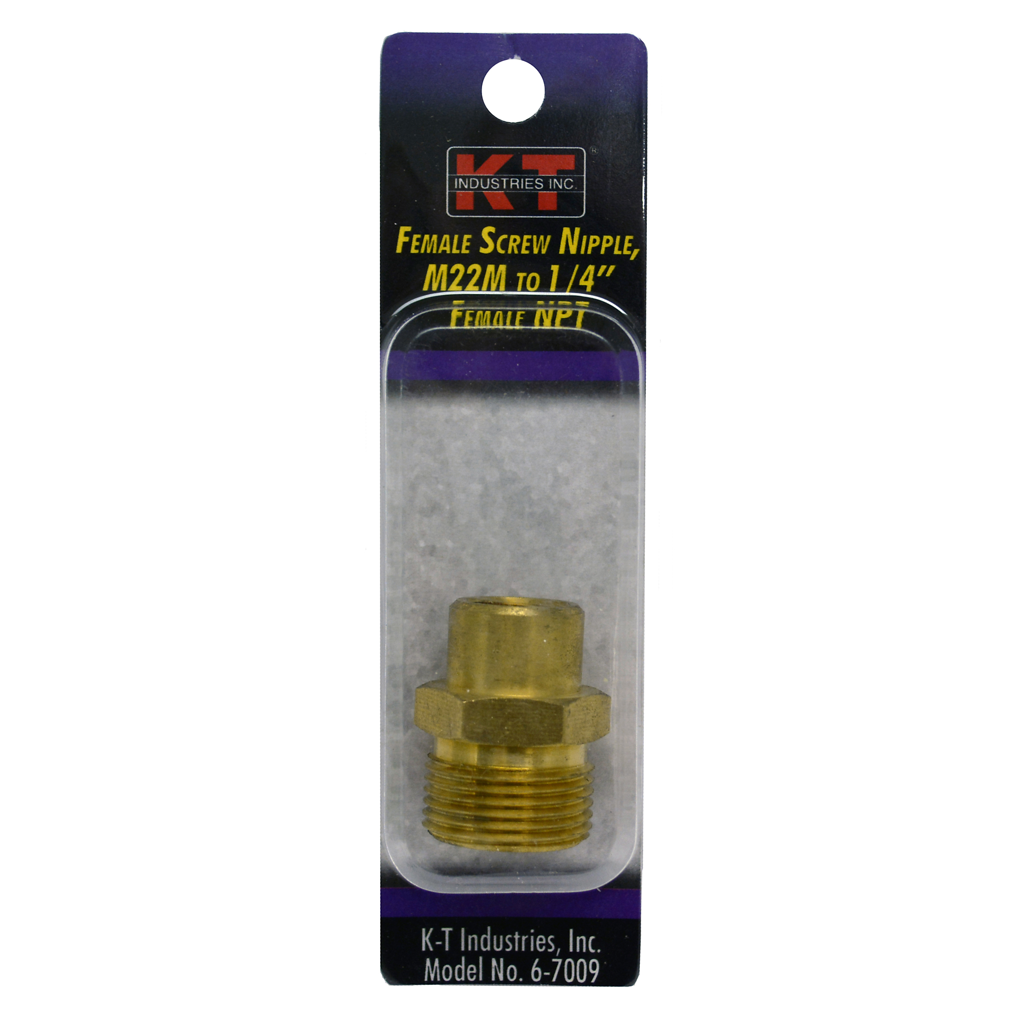 K-T Industries Female Screw Nipple — M22M to 1/4in. Female NPT, 5800 PSI, Model# 6-7009
