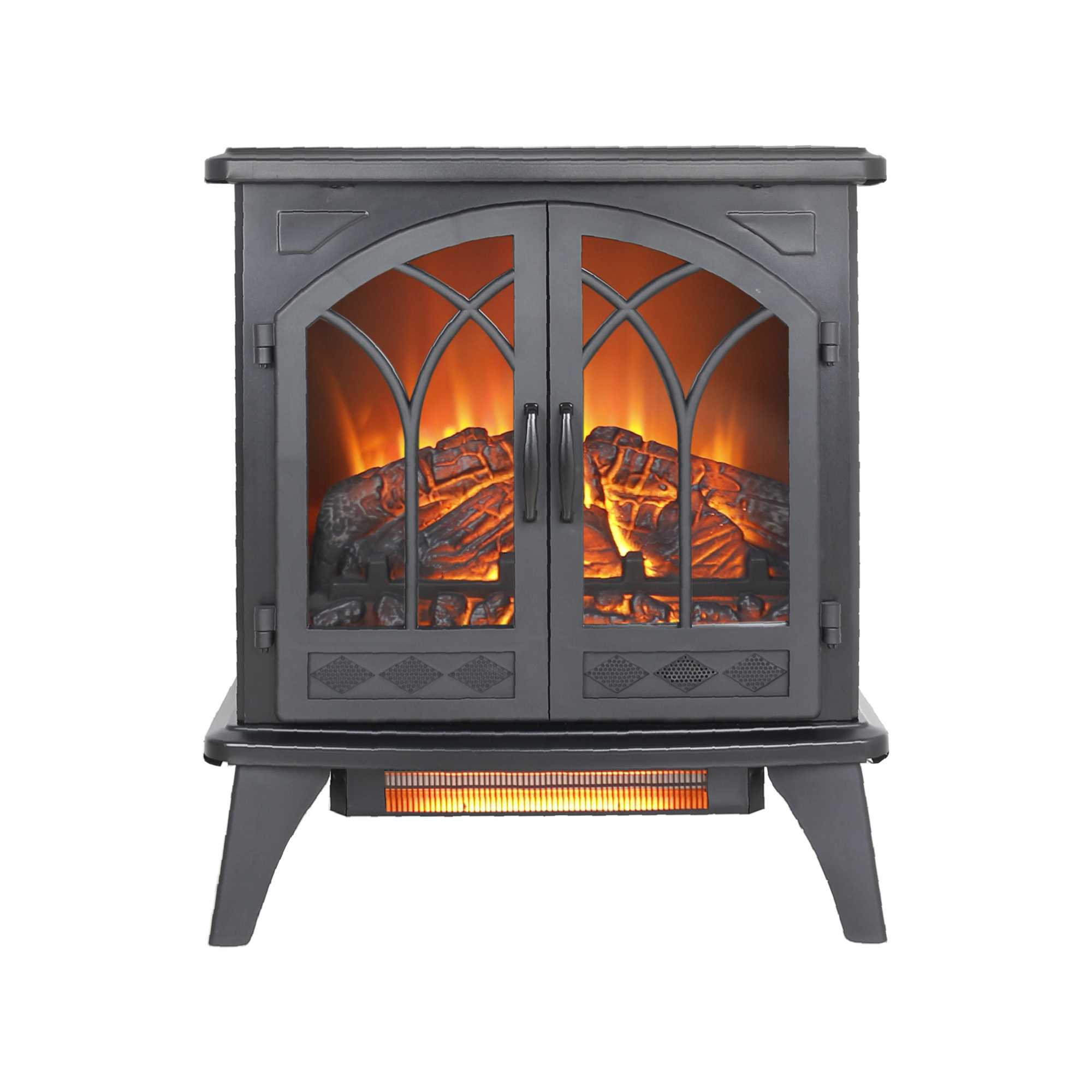 EdenDirect Freestanding Infrared Electric Fireplace — 24in., Lifelike LED Flames, Overheat Protection, Black, Model# NTE112701