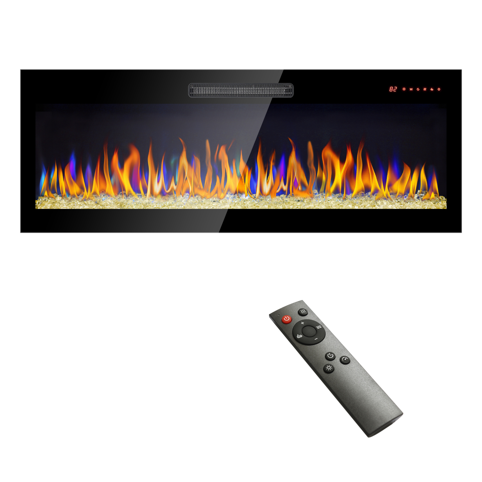 EdenDirect Wall Mount Electric Fireplace — 50in., 1400W, 5000 BTU, Remote, Multi-Color Flame, LED Light Heater, Model# NTE103305