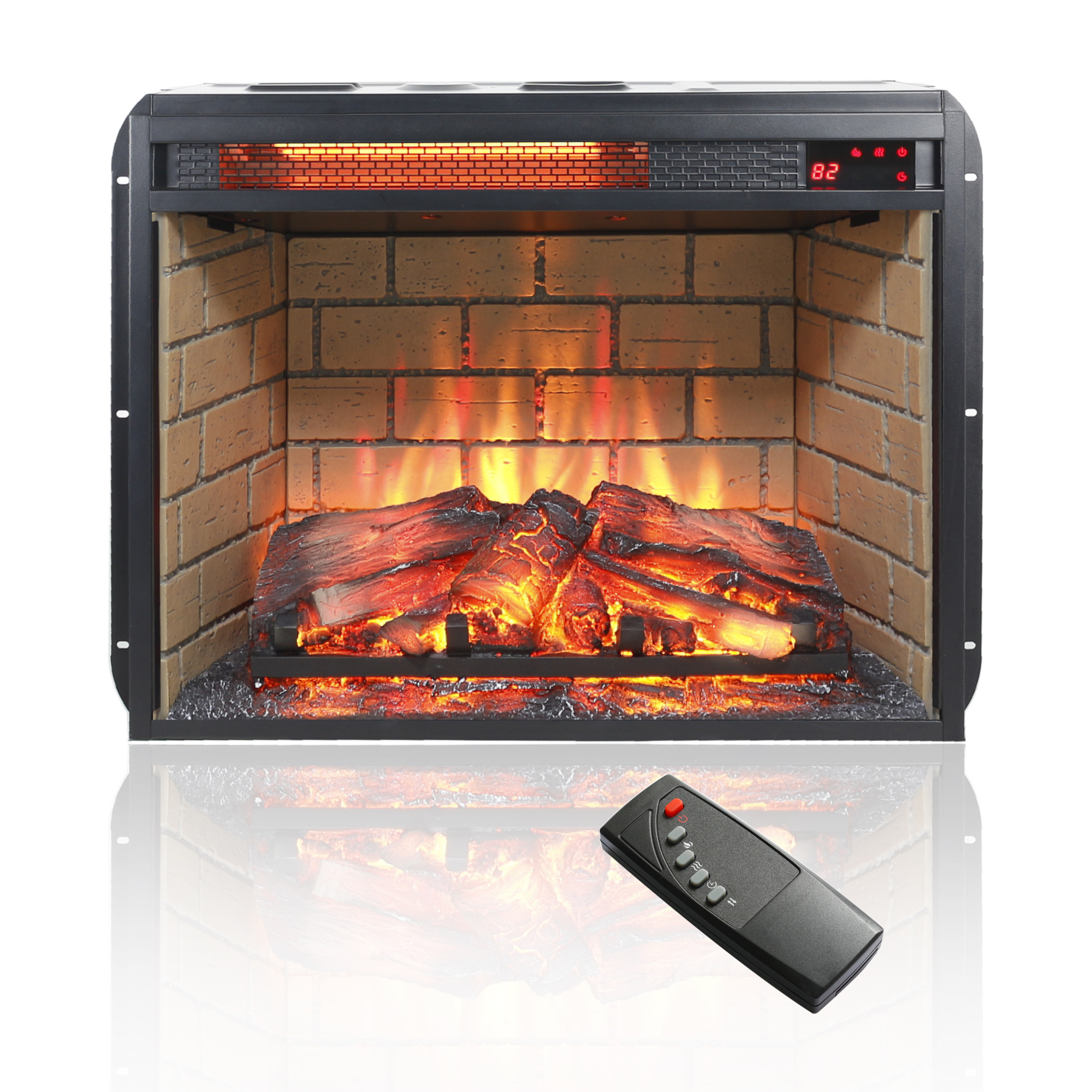 EdenDirect Electric Fireplace Insert — 23in., 1500W, Adjustable Flame Brightness, Infrared Quartz Heater, Remote/Timer, Overheating Protection, Model# NTE121294