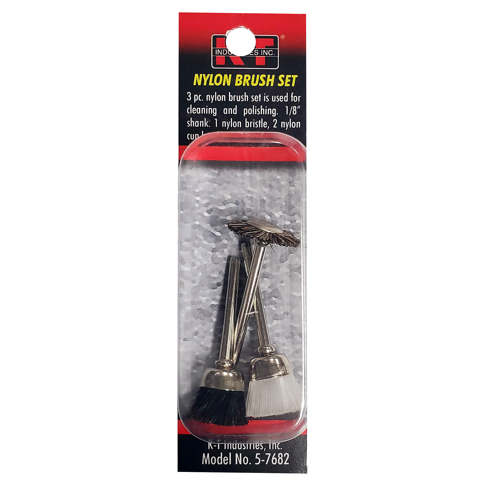 K-T Industries Nylon Brush Set — 3-Piece, 1/8in. Shank, Model# 5-7682