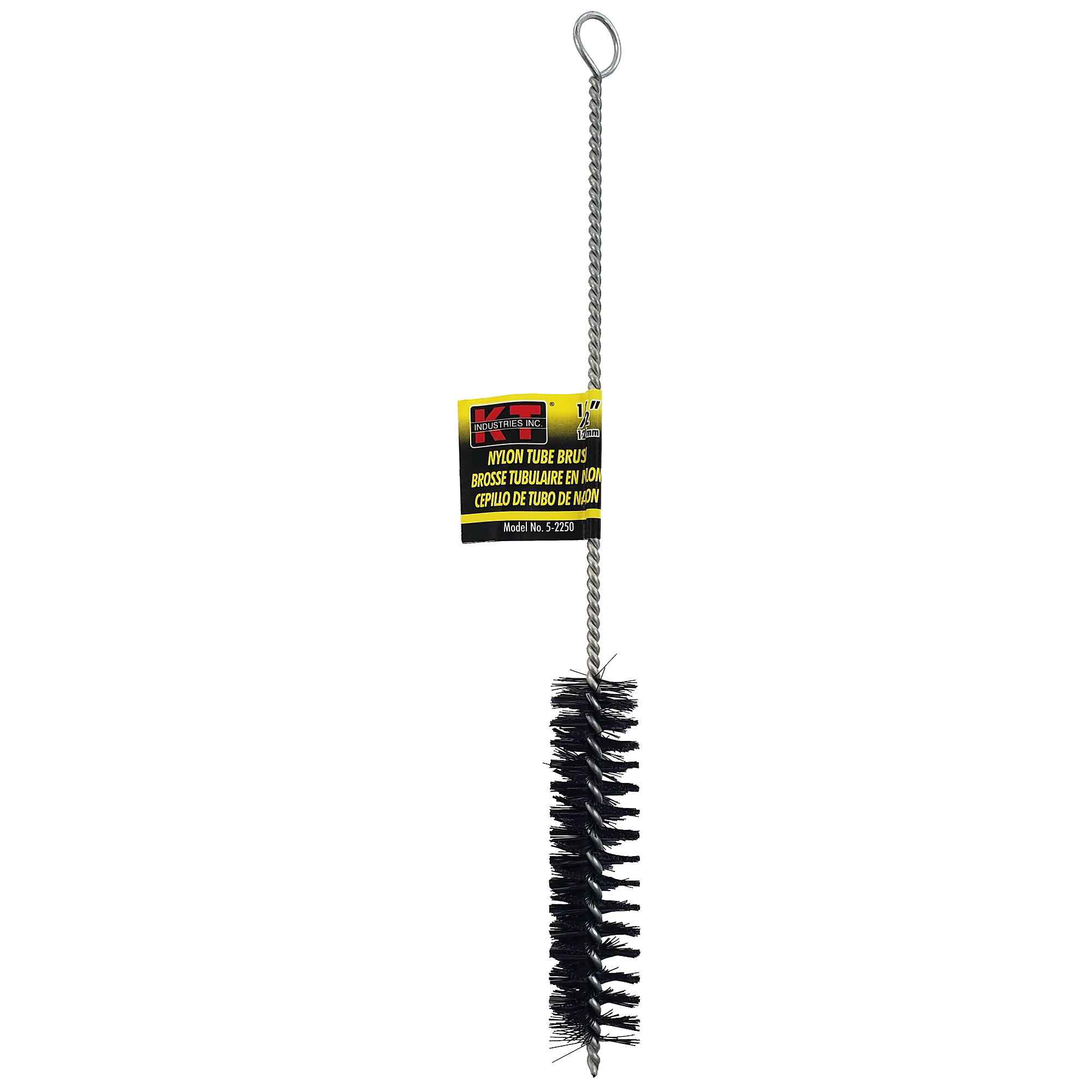 K-T Industries Nylon Tube Brush — 9in. Length, 1/2in. Diameter, Firm Bristles, Model# 5-2250