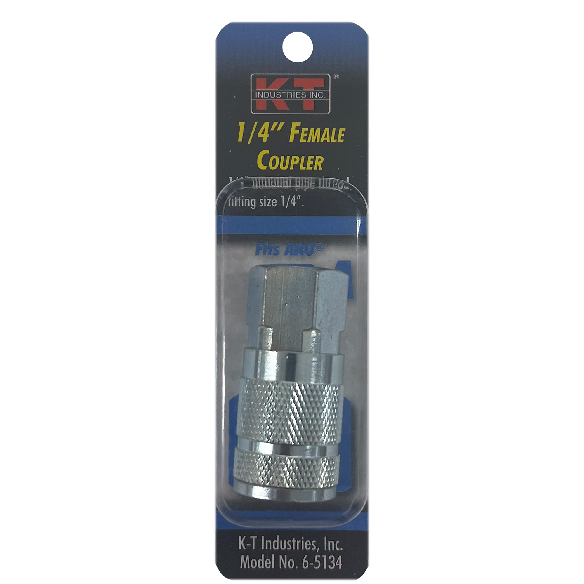 K-T Industries ARO 1/4in. Female NPT Coupler — Zinc Plated Brass, Stainless Steel Springs, Model# 6-5134