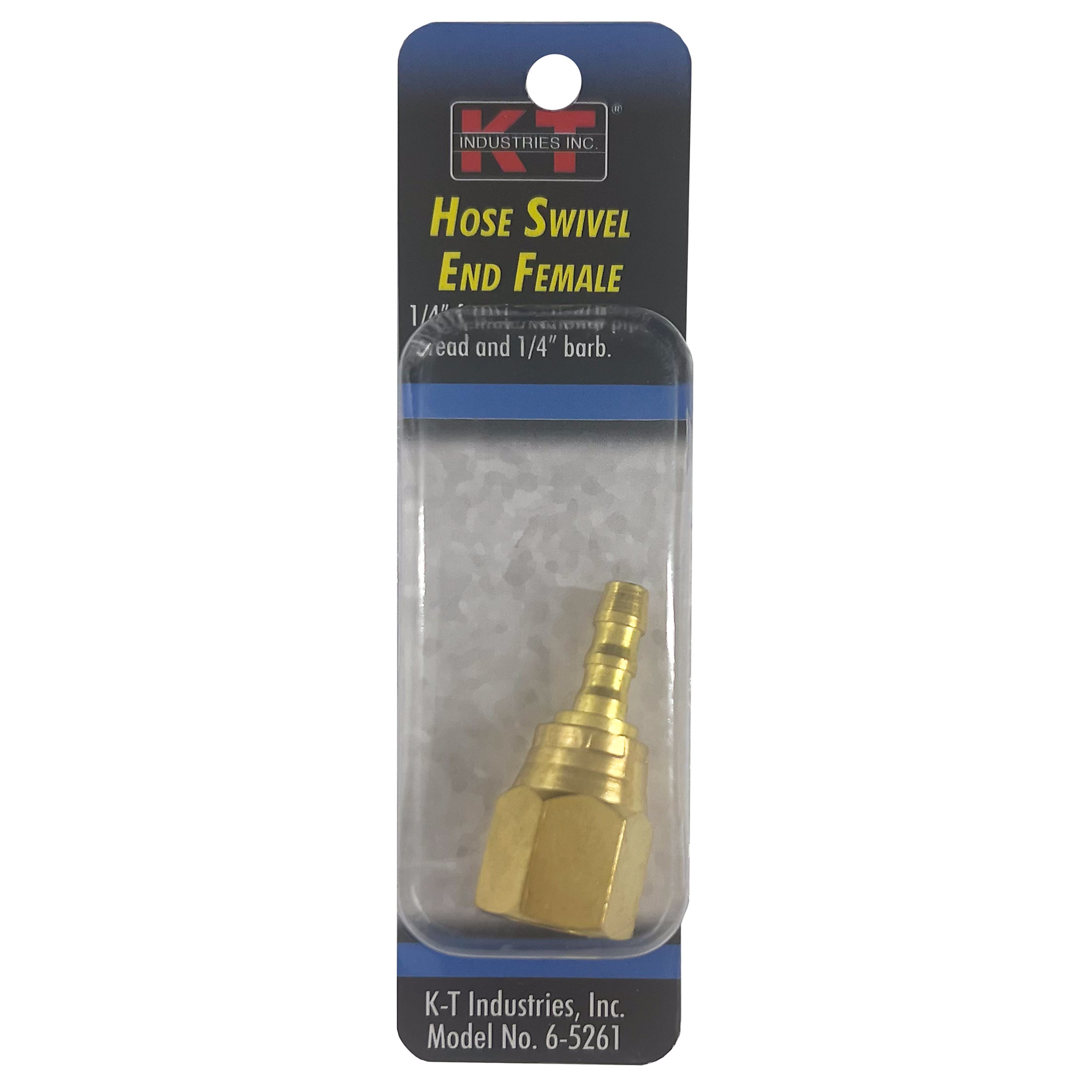 K-T Industries Swivel End Fitting — 1/4in. Female NPT x 1/4in. Barb, Model# 6-5261