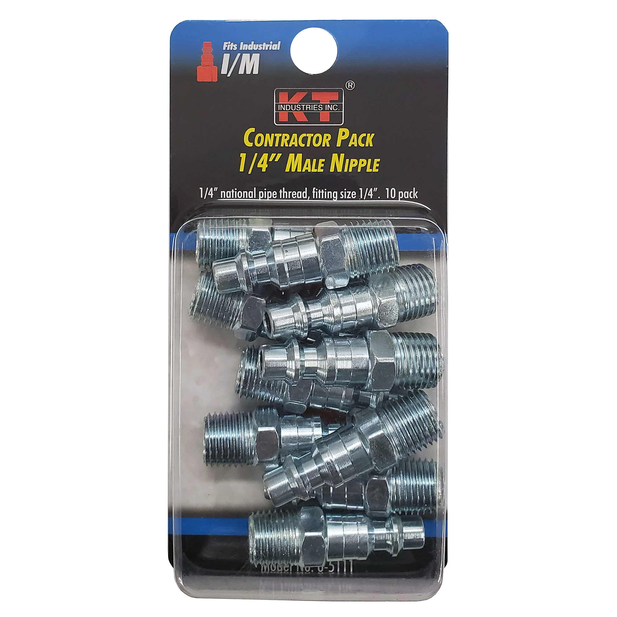 K-T Industries Industrial Steel Nipples — 1/4in. M NPT, Zinc Plated, 10 Pk, Model# 6-5111