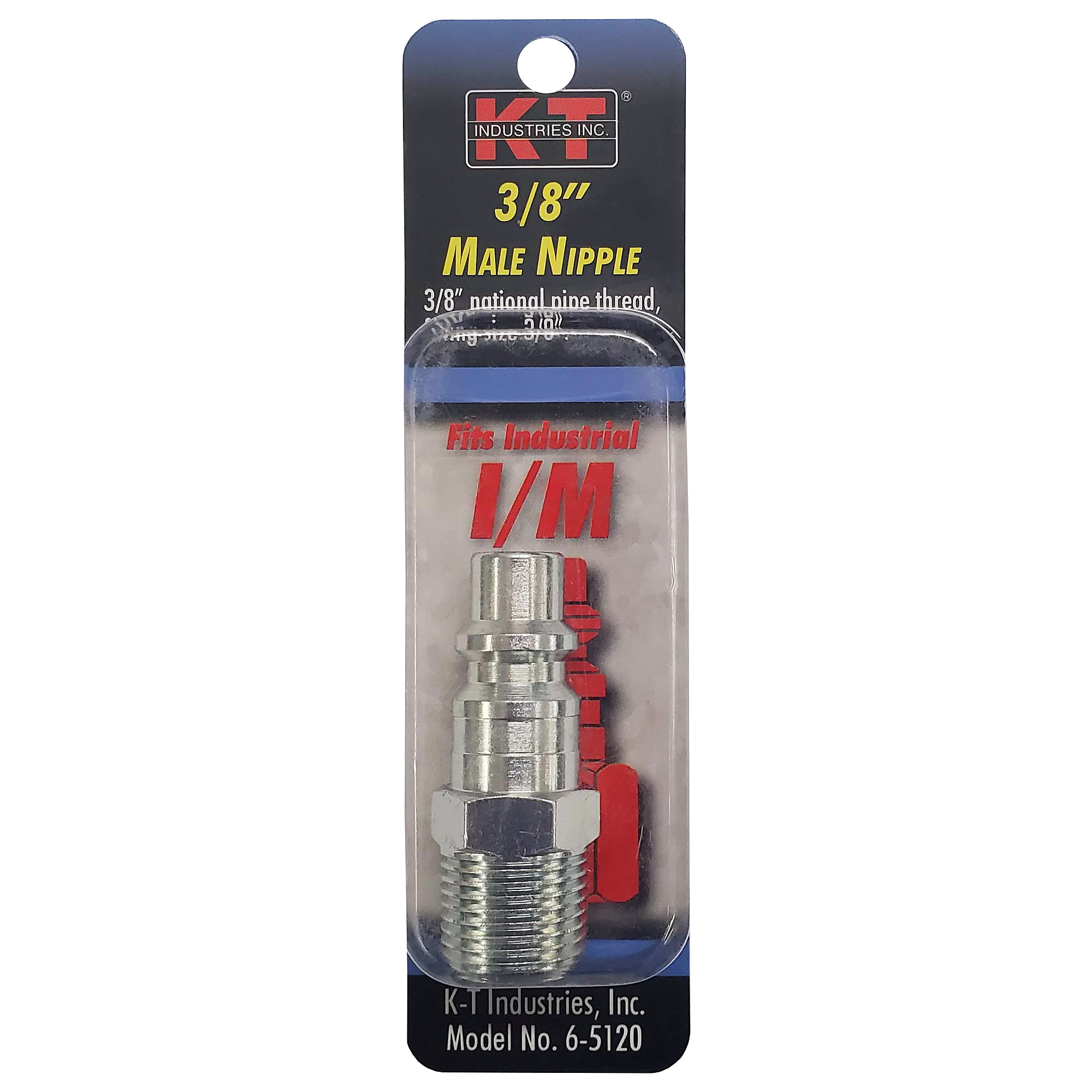 K-T Industries Industrial Nipple — 3/8in. Male NPT, Zinc-Plated Steel, Model# 6-5120
