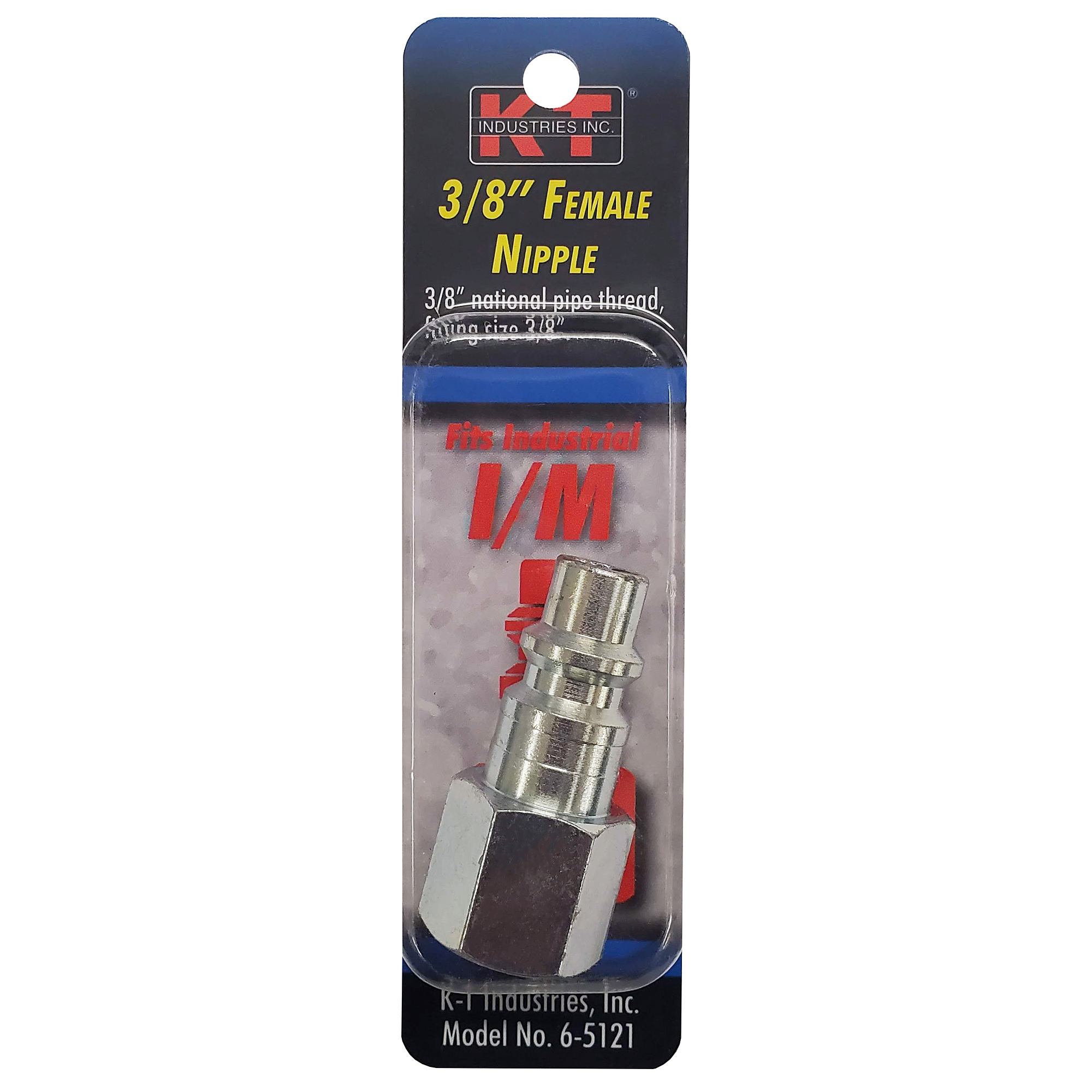 K-T Industries Industrial Nipple — 3/8in. Female NPT, Zinc-Plated Steel, Model# 6-5121