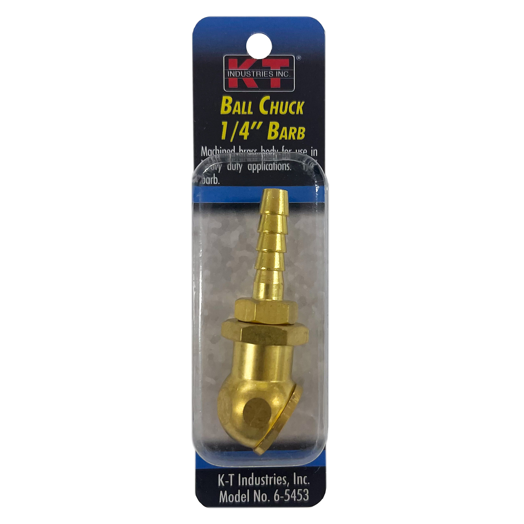 K-T Industries Air Chuck with 1/4in. Barb, Machined Brass, Model# 6-5453