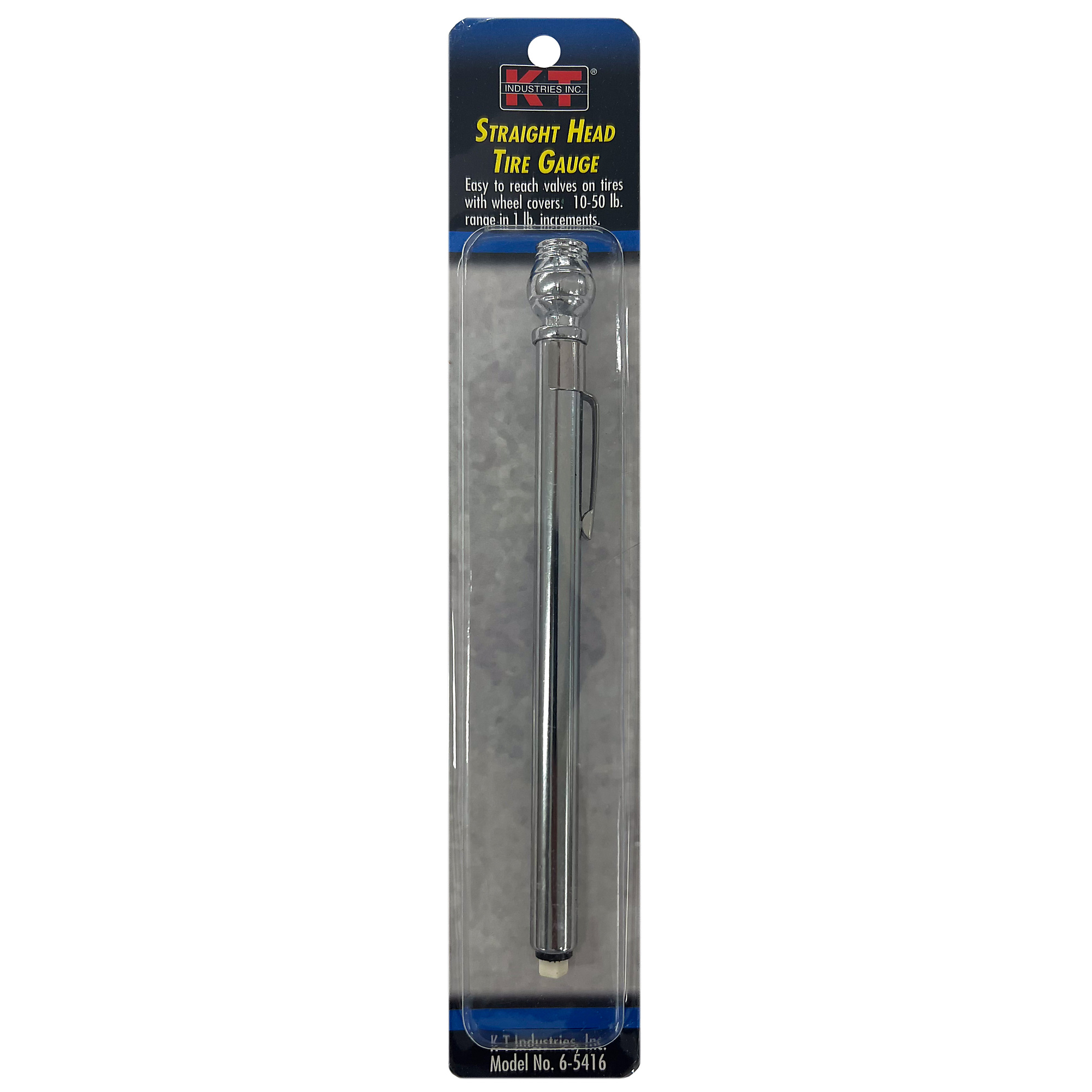 K-T Industries Straight Head Tire Gauge — 10-50 PSI, Model# 6-5416
