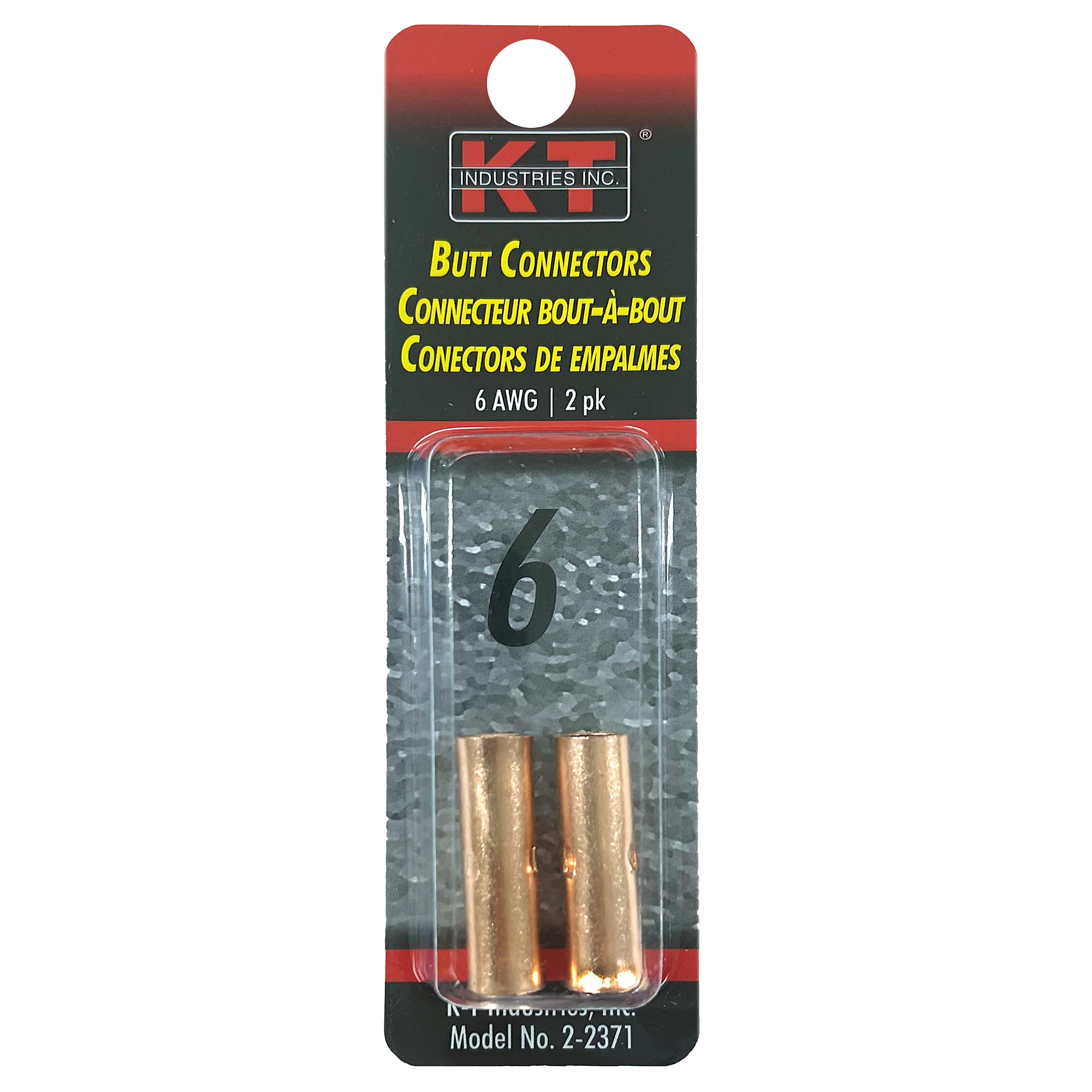 K-T Industries Butt Connectors — Size 6, Copper, 2 Pk, Model# 2-2371